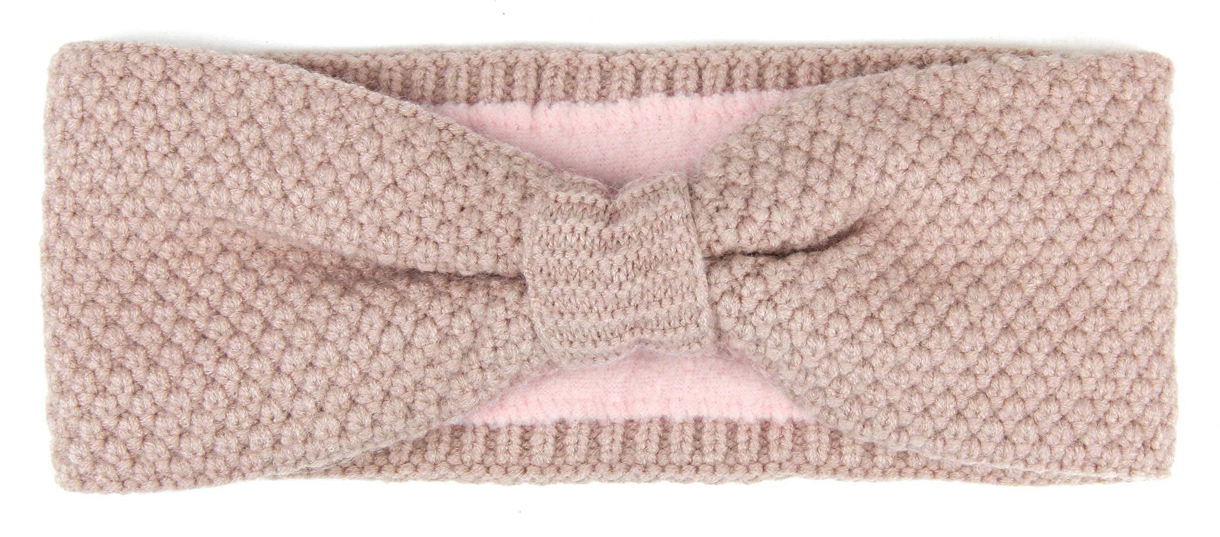Frentree Stirnband Gefüttertes Haarband, Ohrenwärmer für Damen und Mädchen, Strickmuster mit Schleife und weichem Fleece Innenfutter