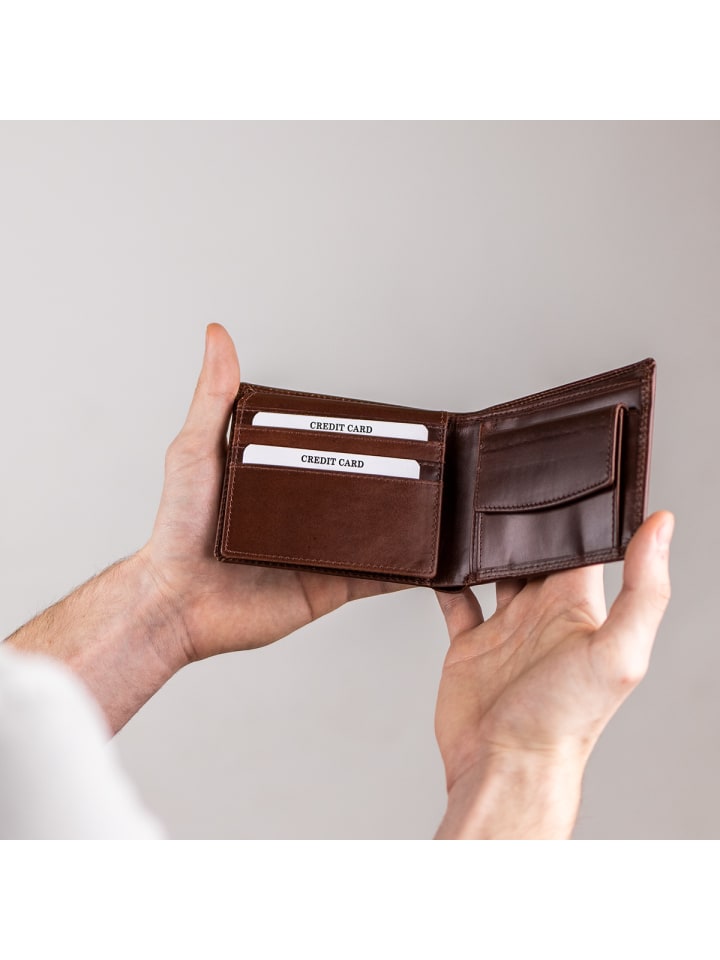 SID & VAIN Leder-Geldbörse echt Leder Geldbeutel handgefertigt Portemonnaie in braun günstig kaufen onesize
