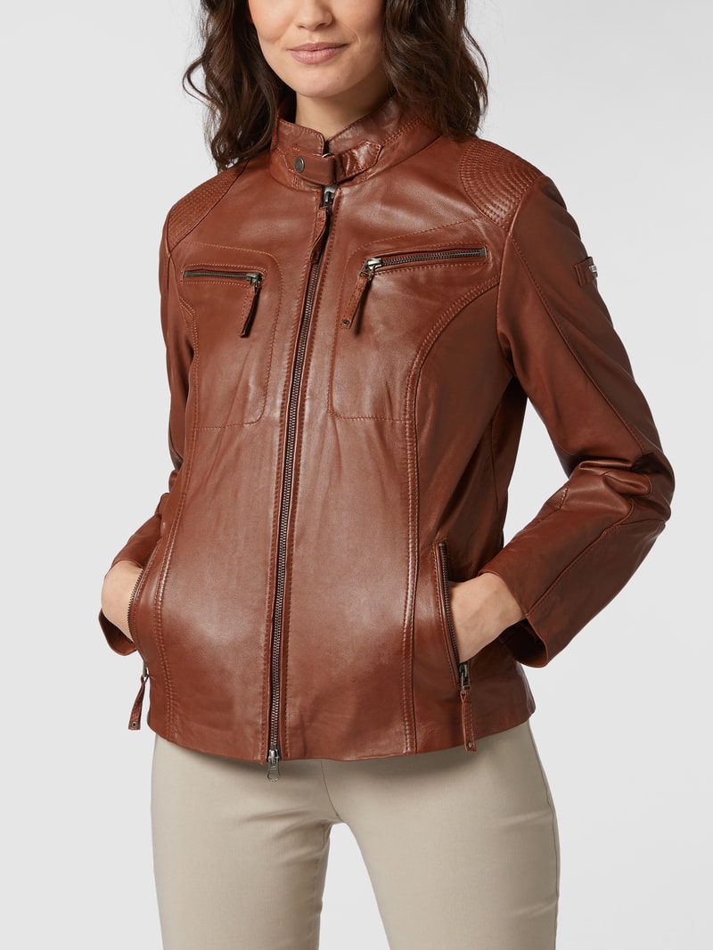 Lederjacke aus Lammnappa in cognac