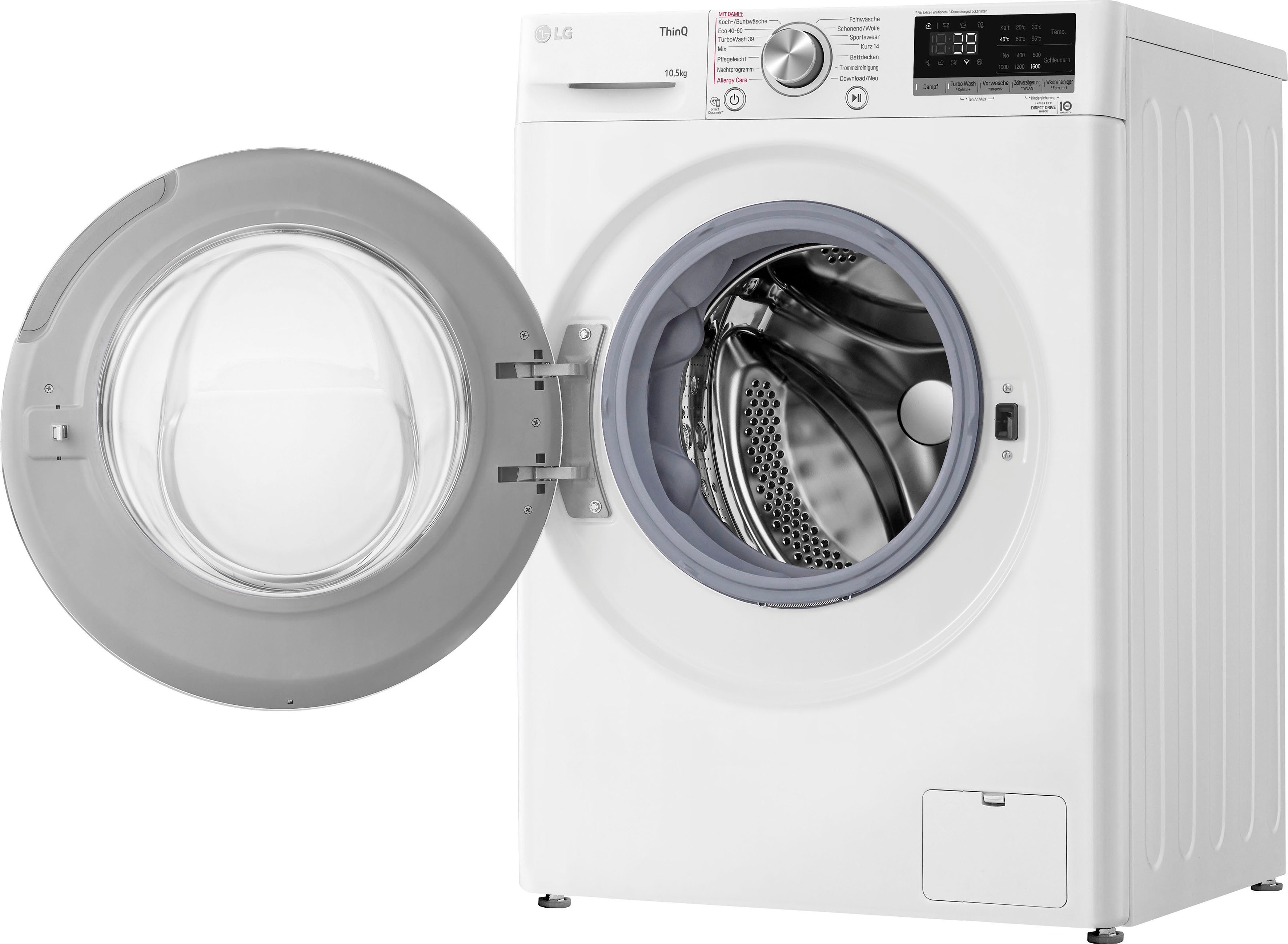LG Waschmaschine F6WV710P1, 10,5 kg, 1600 U/min, TurboWash® - Waschen in nur 39 Minuten