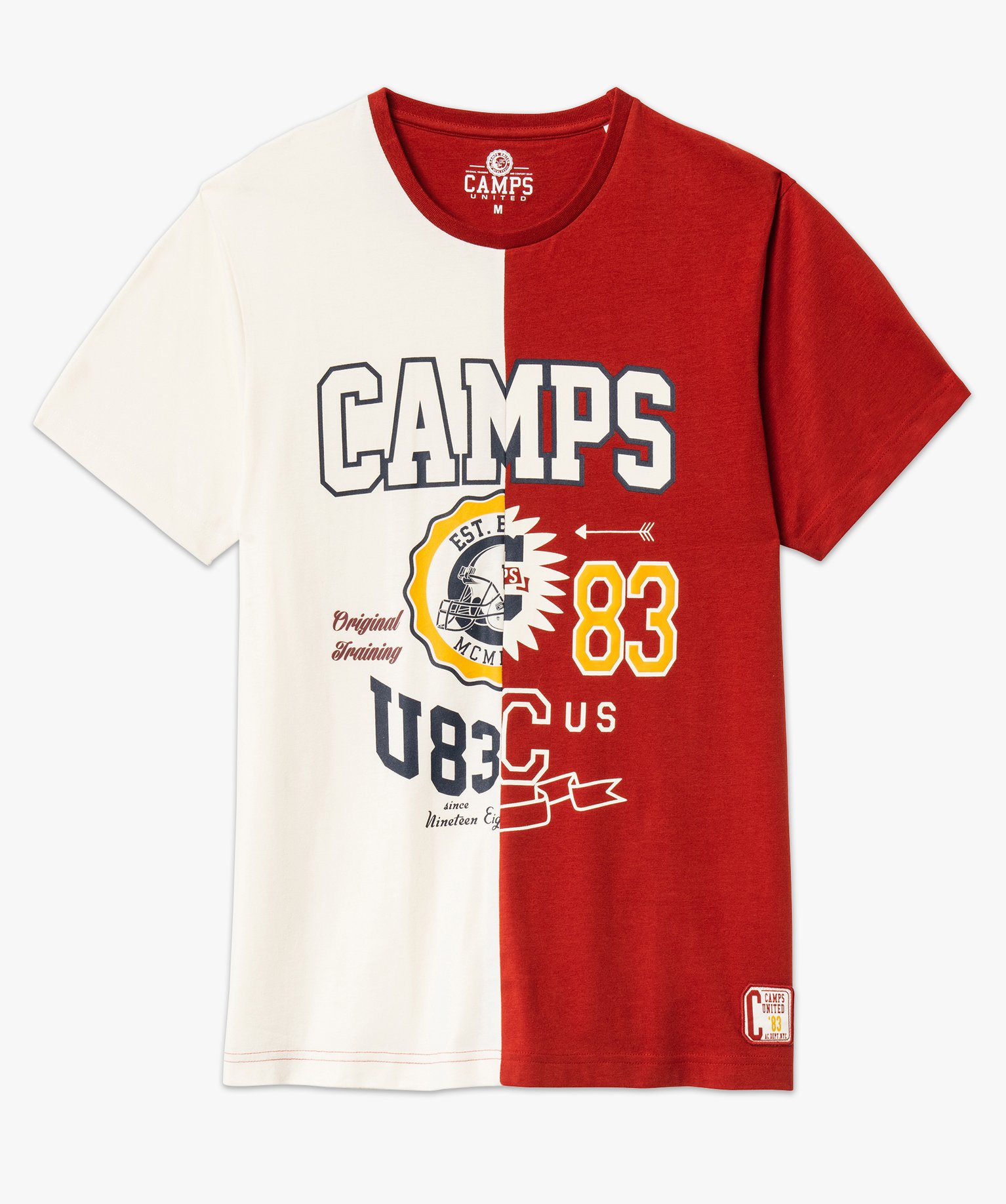 Tee-shirt manches courtes bicolore homme - Camps United rouge | GEMO