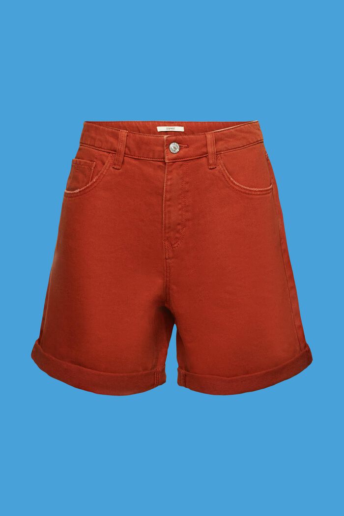 Jeansshorts mit hohem Bund und Umschlagsäumen