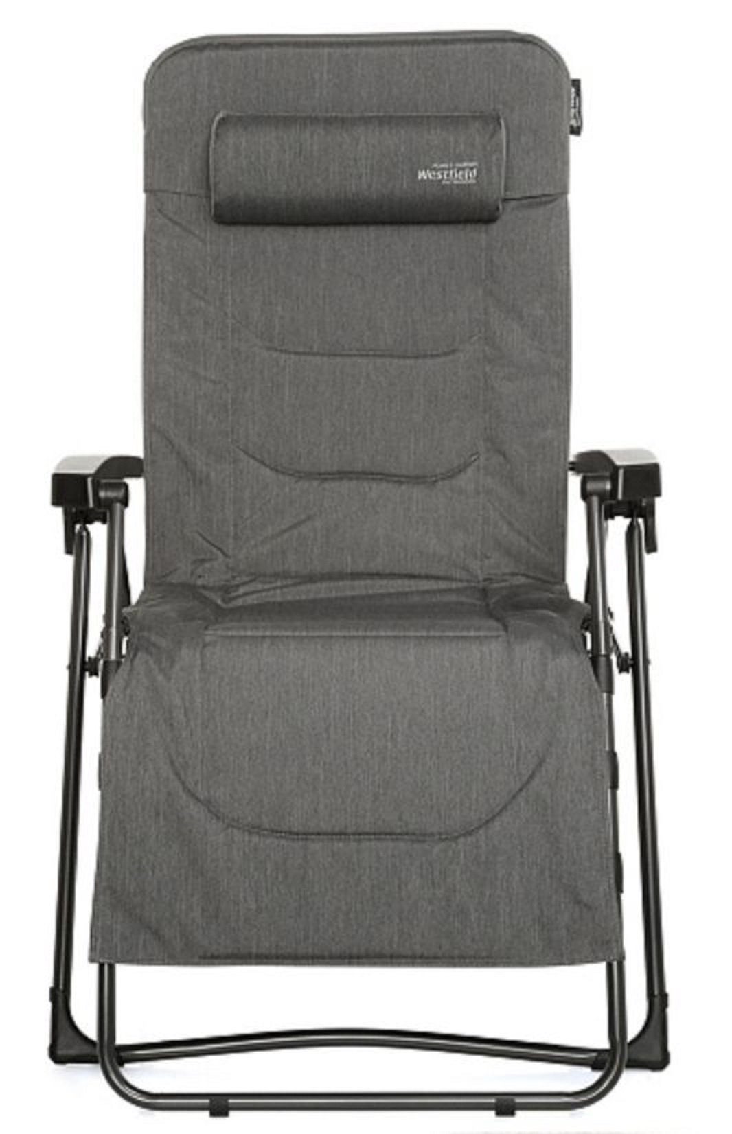 Westfield Gartenliege Relaxliege anthrazit Liegestuhl Sonnenliege XL Relaxsessel, Relaxsessel mit Kopfkissen, stufenlos verstellbar, klappbar, 140 kg Tragkraft, Camping