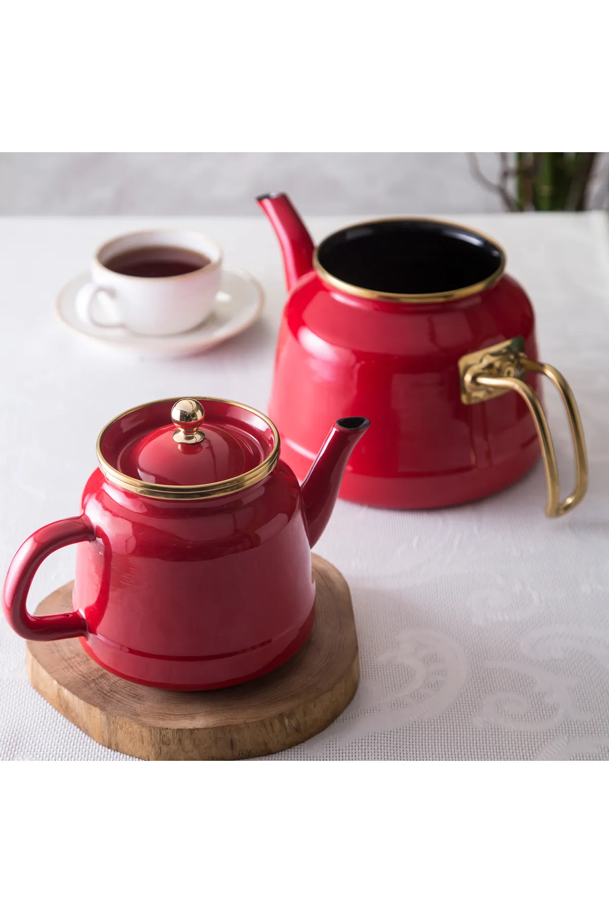 Karaca  Troy Rot Teekannen Set, Caydanlık, Tee, Tea, Tea Maker Türkische Teekanne, Tea Pot, Türkische