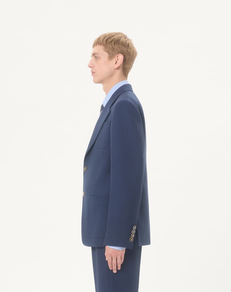Jaqueta de gabardine de lã com abotoamento simples