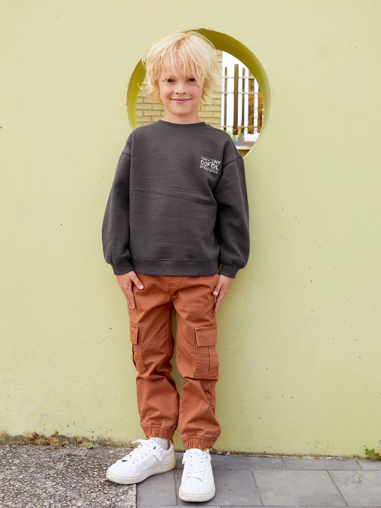 Pantalon battle garçon facile à enfiler navy