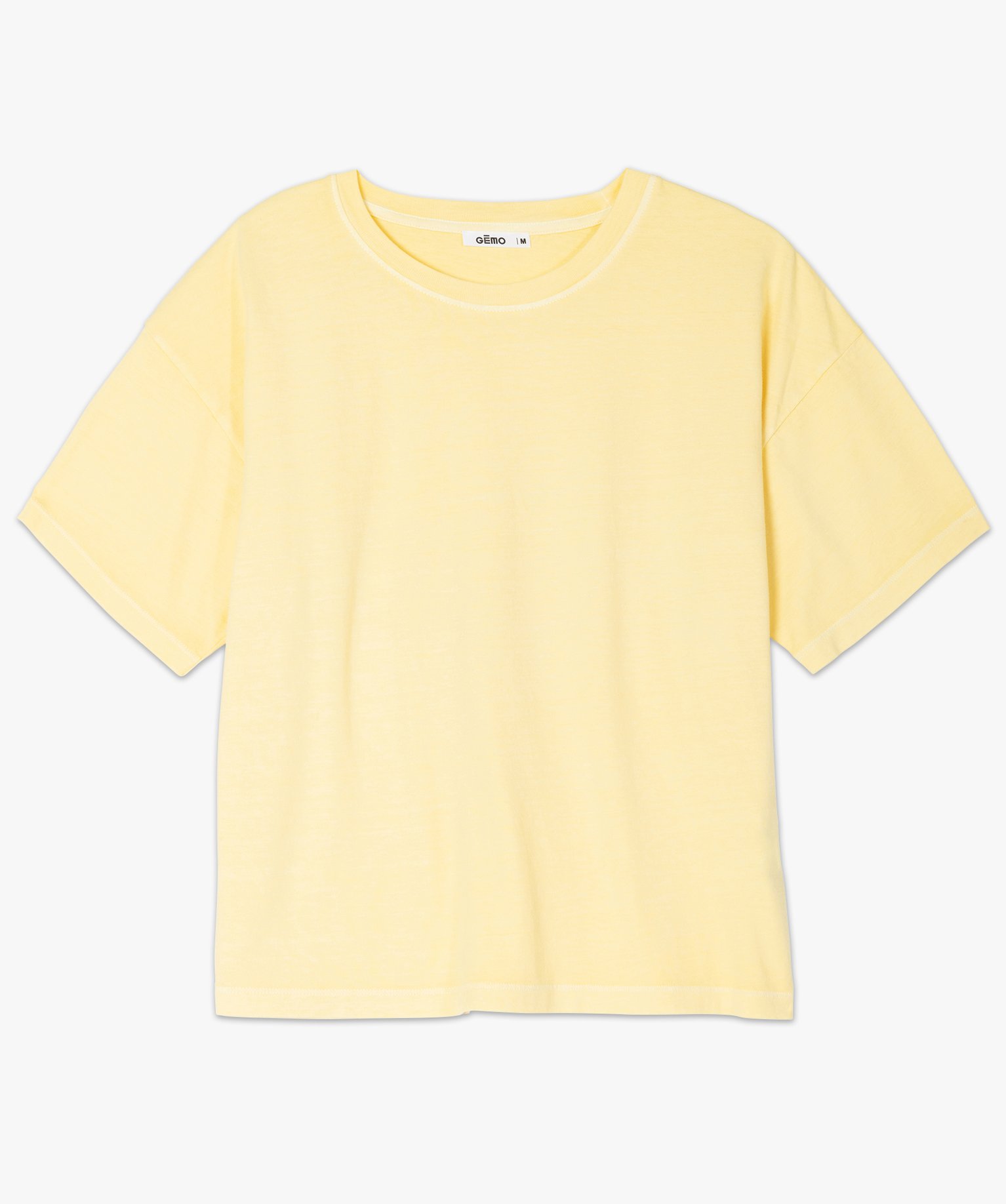 Tee-shirt femme à manches courtes coupe ample jaune | GEMO