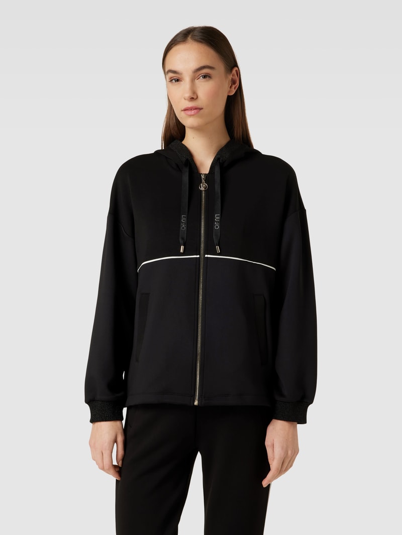 Sweatjacke mit Kapuze und Tunnelzug in black