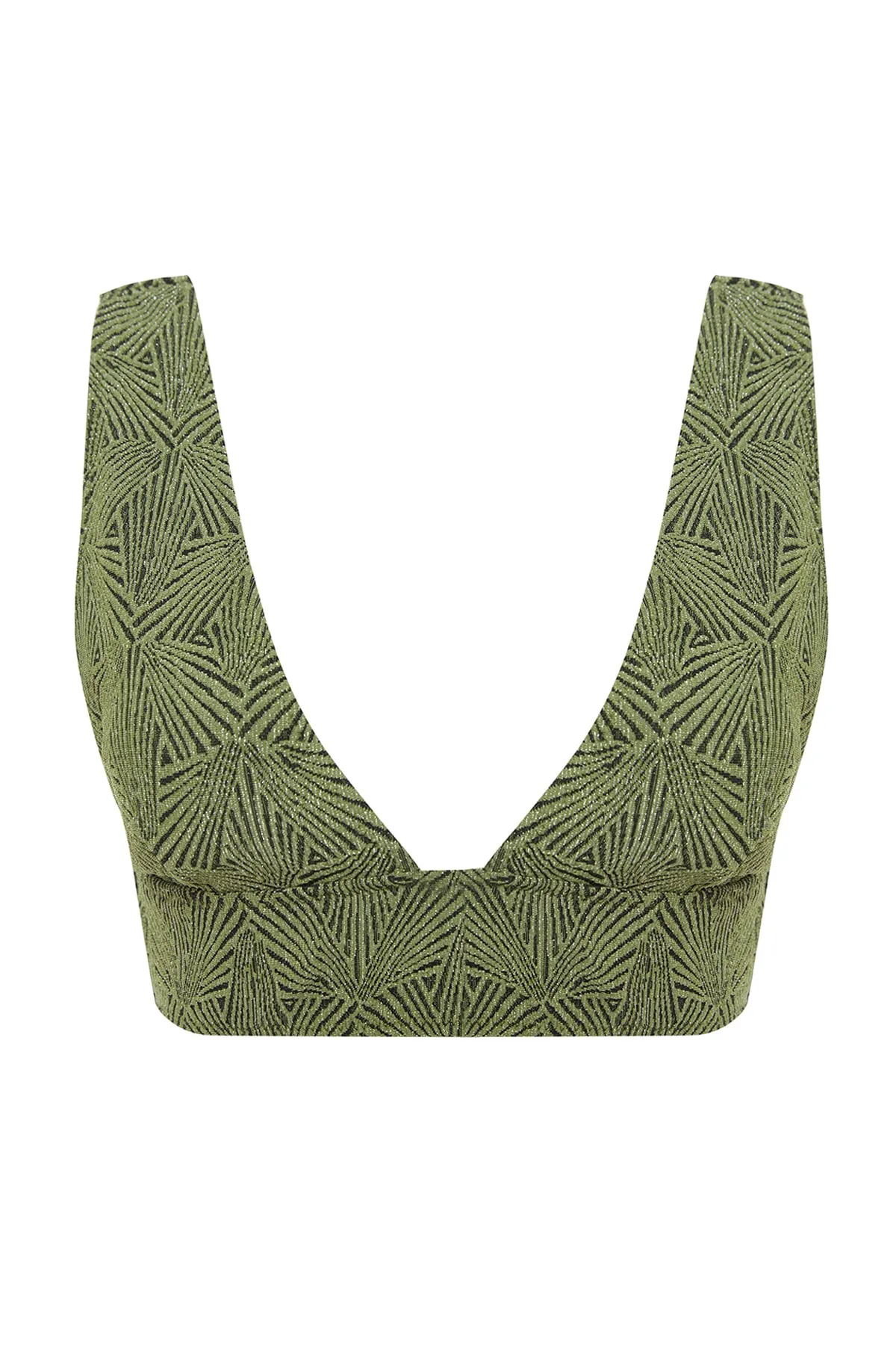 Trendyol Collection  Grünes Triangel-Bikinioberteil mit Glitzer TBESS23BU00275