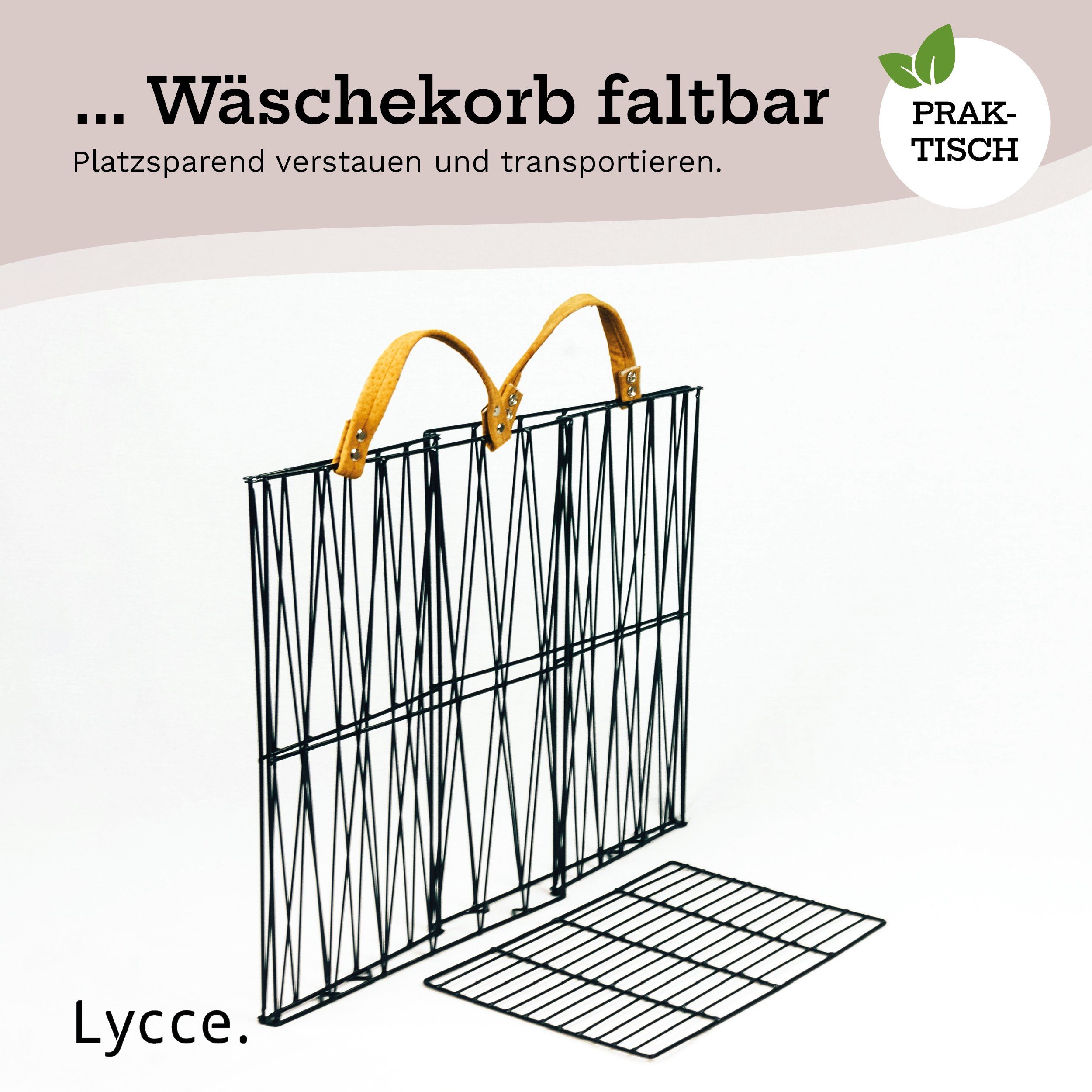 animal-design Wäschebox, 35L aus Metall geflochten, Nischenkorb zusammenklappbar schwarz