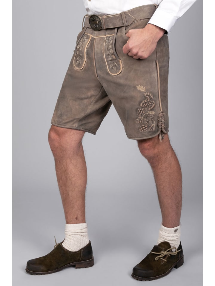 Edelnice Kurze Wildbock Lederhose Kare in grau günstig kaufen