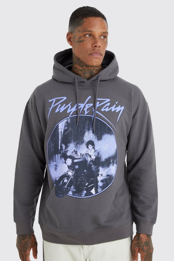 Oversize Hoodie mit lizenziertem Prince-Print und Acid-Waschung