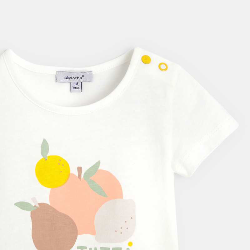 T-shirt manches courtes bébé fille en jersey blanc Absorba