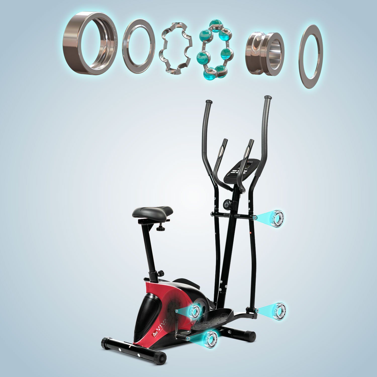 AsVIVA Crosstrainer & Heimtrainer AsVIVA C16 Bluetooth rot 2 in 1 Cardio