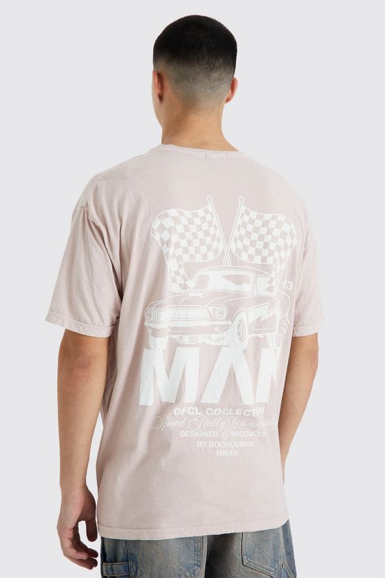 Oversize Man T-Shirt mit Car-Print
