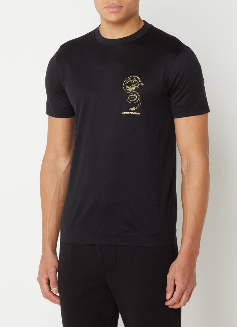 Tricou Emporio Armani din amestec de lyocell cu logo