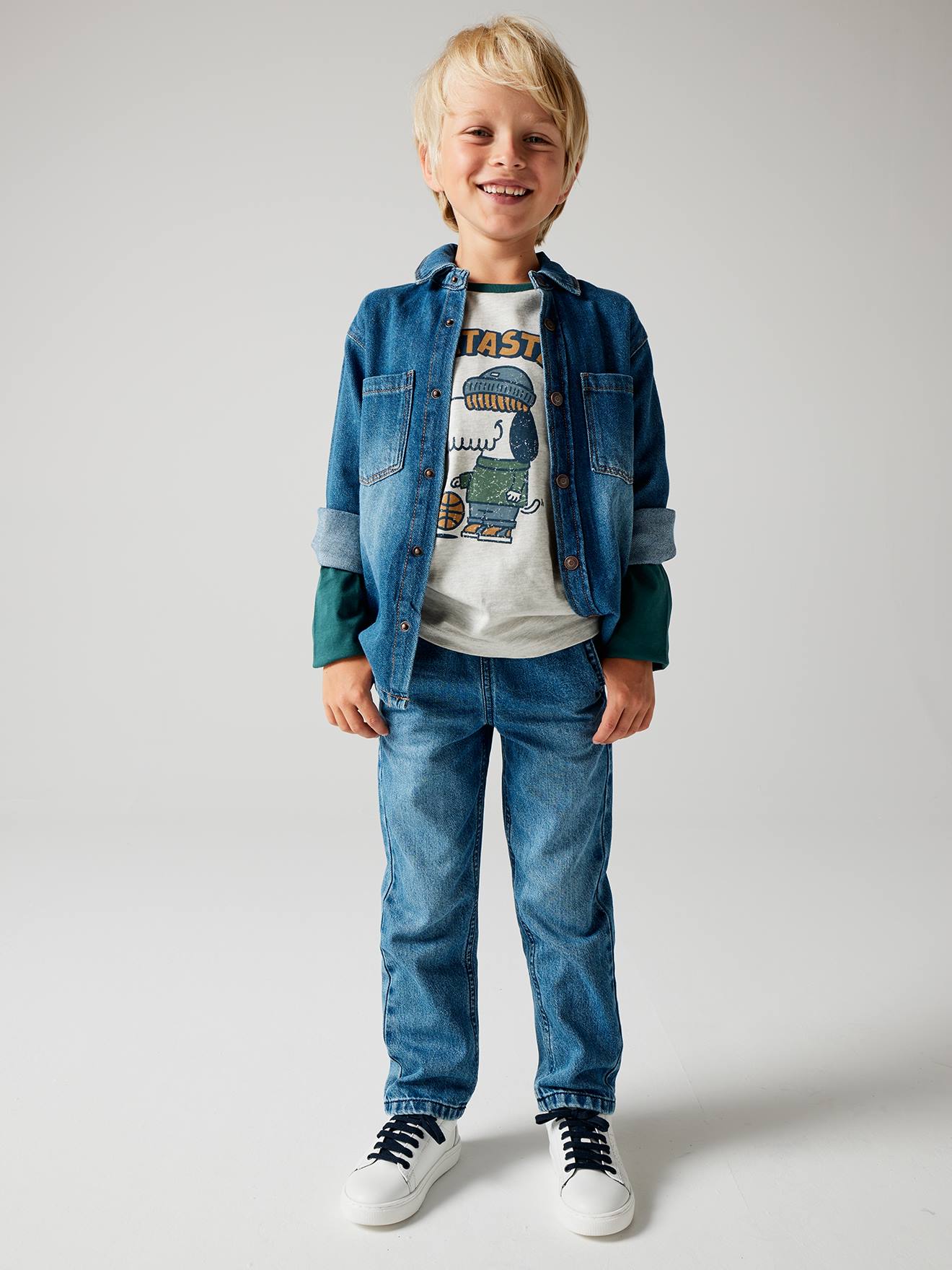 Vertbaudet Jungen Jeanshemd, personalisierbar - schwarz denim