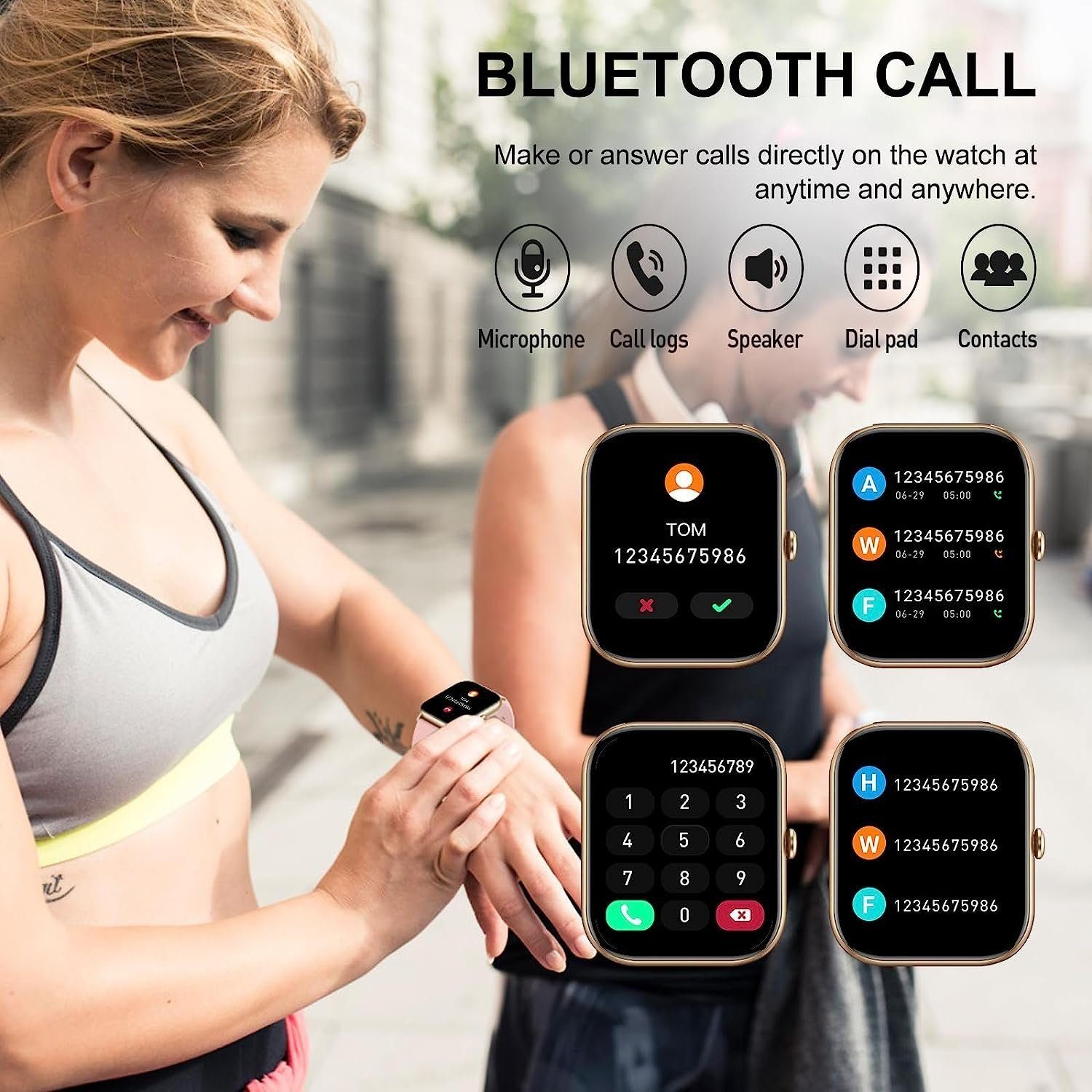 Mutoy Smartwatch, Damen Herren Smartwatch, Fitness Tracker Uhr Smartwatch (Fitnessuhr mit Telefonfunktion 1,91