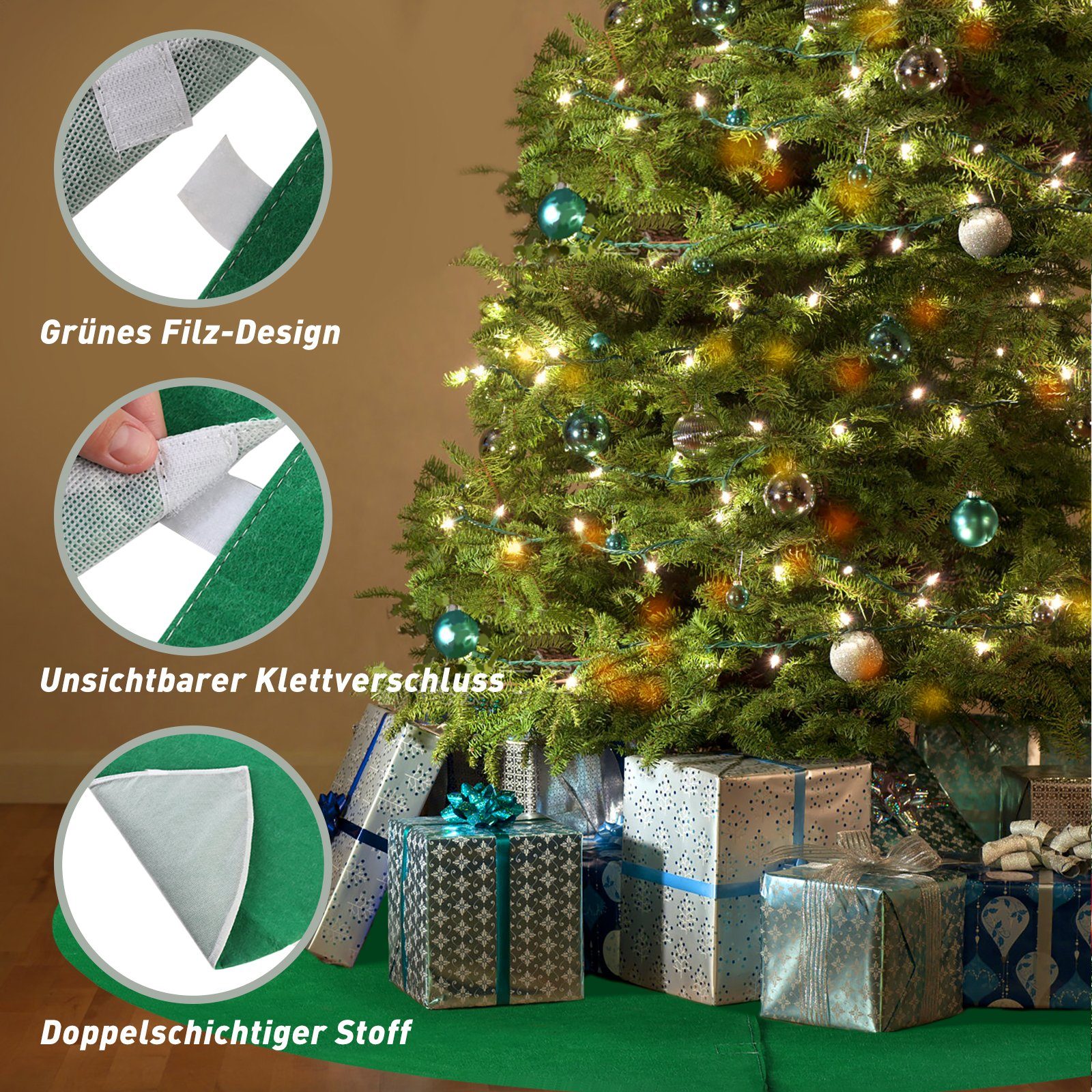 Salcar Weihnachtsbaumdecke Weihnachtsdeko, Christbaumschmuck, Christbaumdecke, Baumteppich Rund, Weihnachtsbaum Rock, Weihnachtsbaum Teppich für Weihnachtsbaumständer
