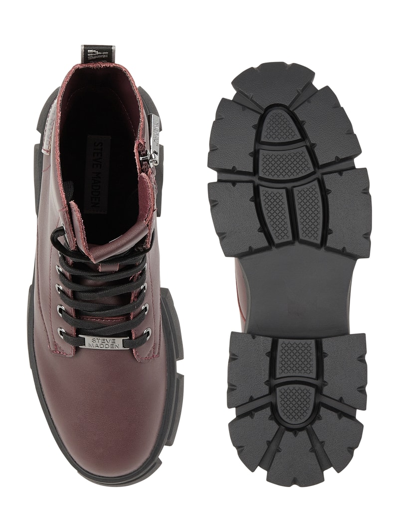Boots aus Leder Modell 'Tanker' in bordeaux rot