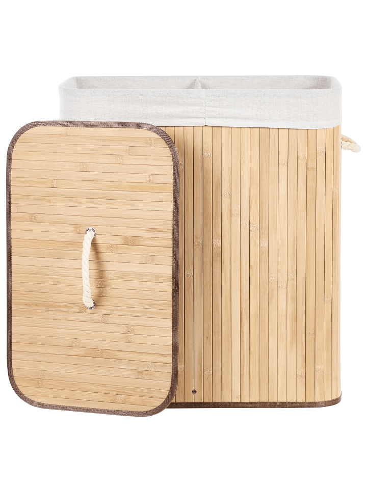 Beliani Wäschekörbe KANDY in Heller Holzfarbton - (W) 50 x (H) 60 x (L) 30 cm günstig kaufen onesize