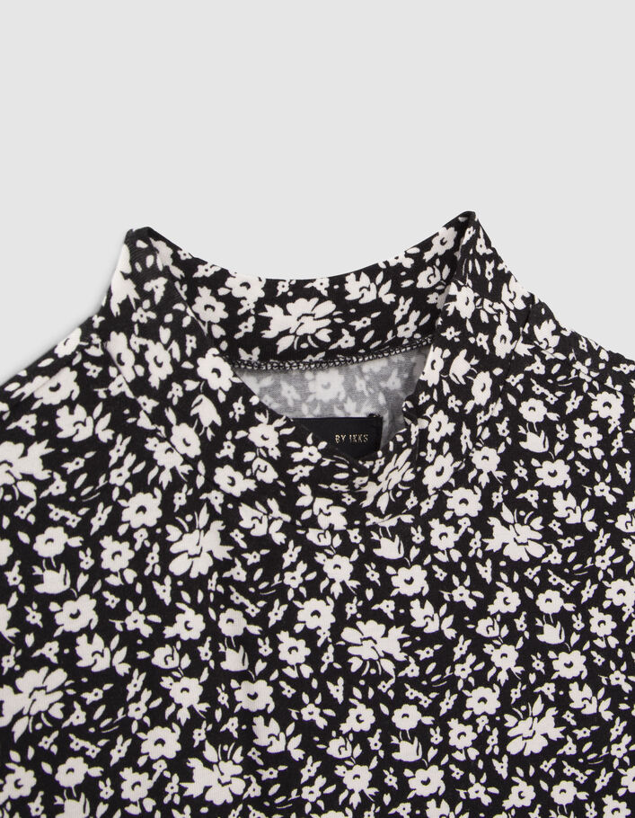 Robe noire imprimé floral fille