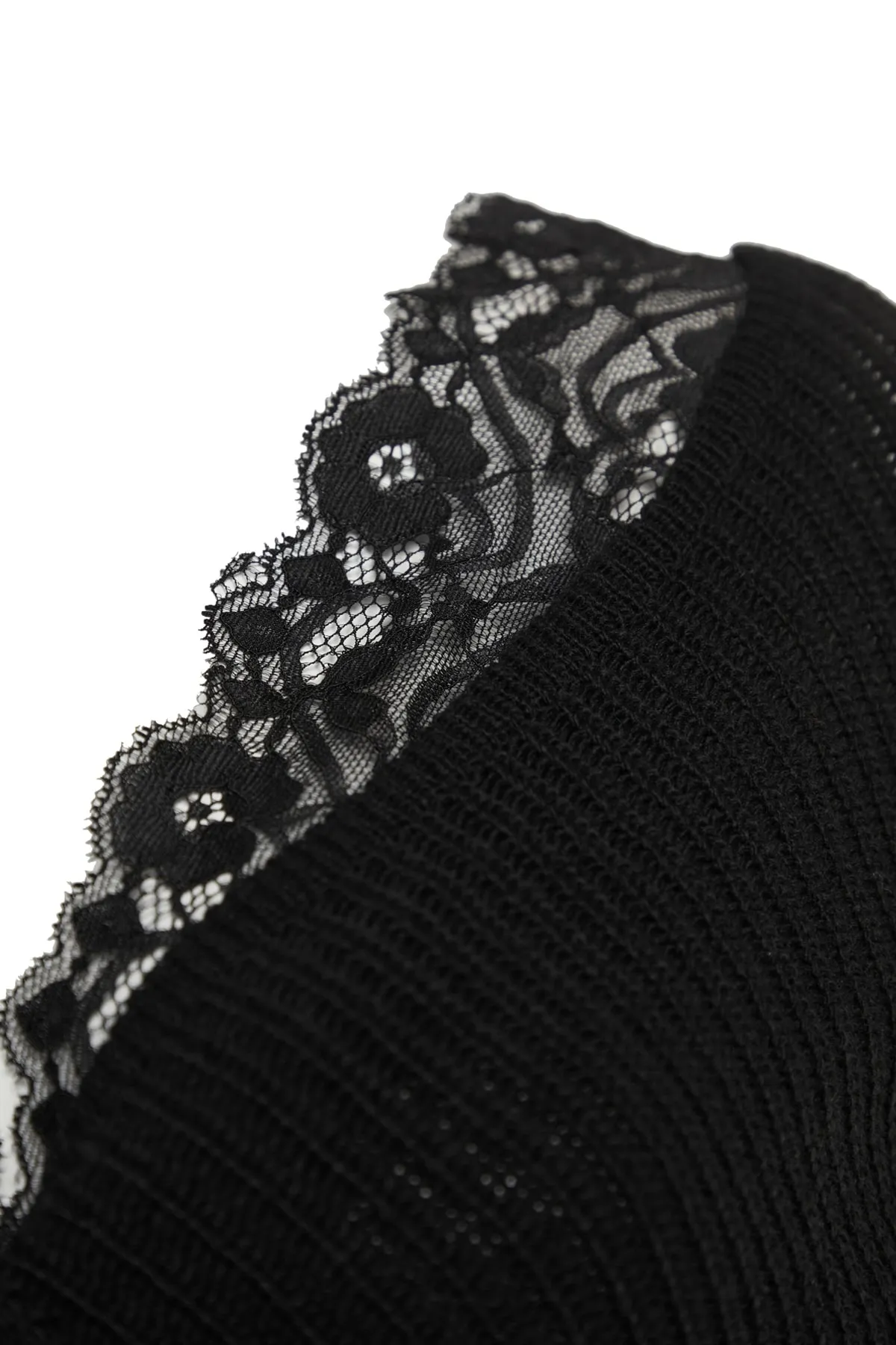 Trendyol Collection  Schwarzer zweireihiger Strickpullover mit Spitze TWOAW22KZ0522