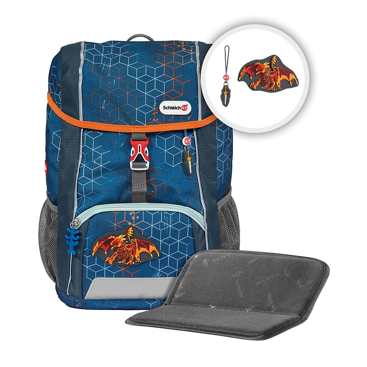 Kinderrucksack KID Schleich® Eldrador Creatures, Lava Dragon, inkl. Sitzkissen & MAGIC MAGS