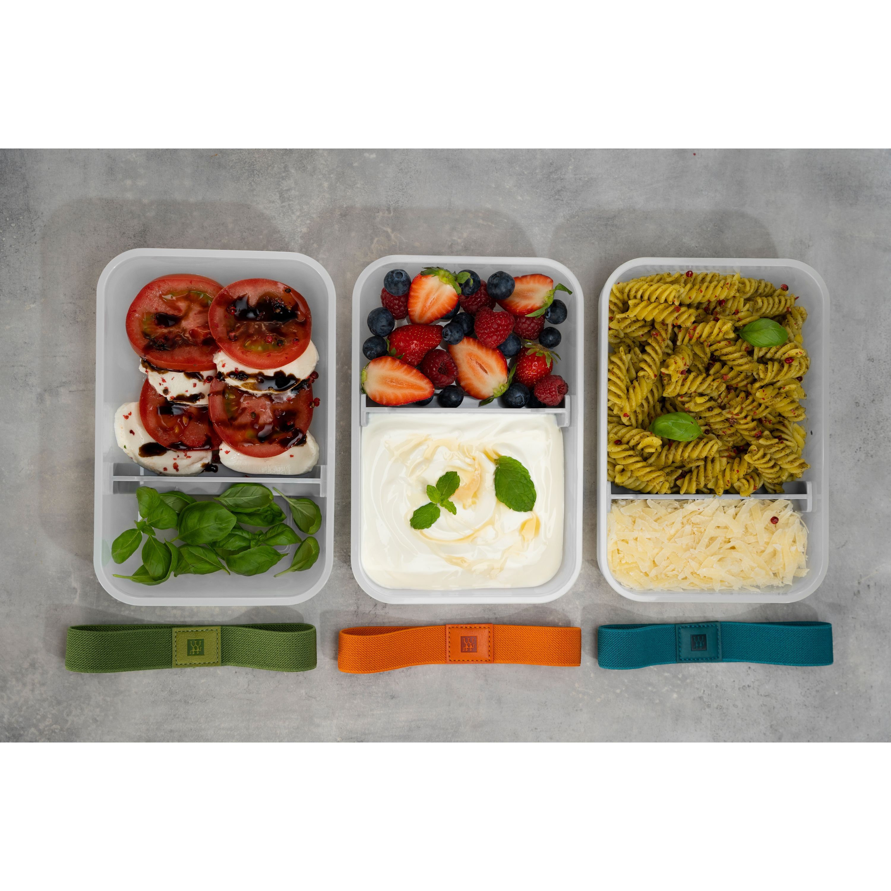 Vakuum Lunchbox Set, L flach / 6-tlg, Kunststoff, Semitransparent-Grau