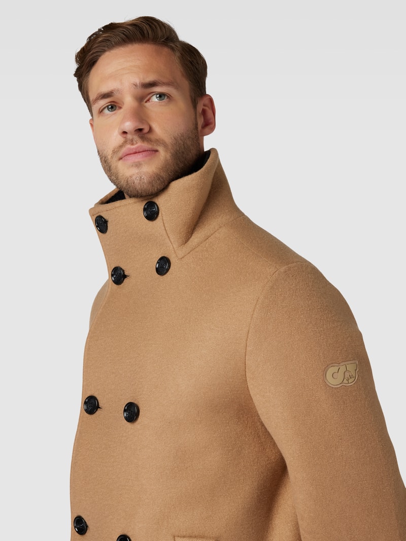 Jacke mit Stehkragen und Ärmelriegeln Modell 'ORATA' in beige