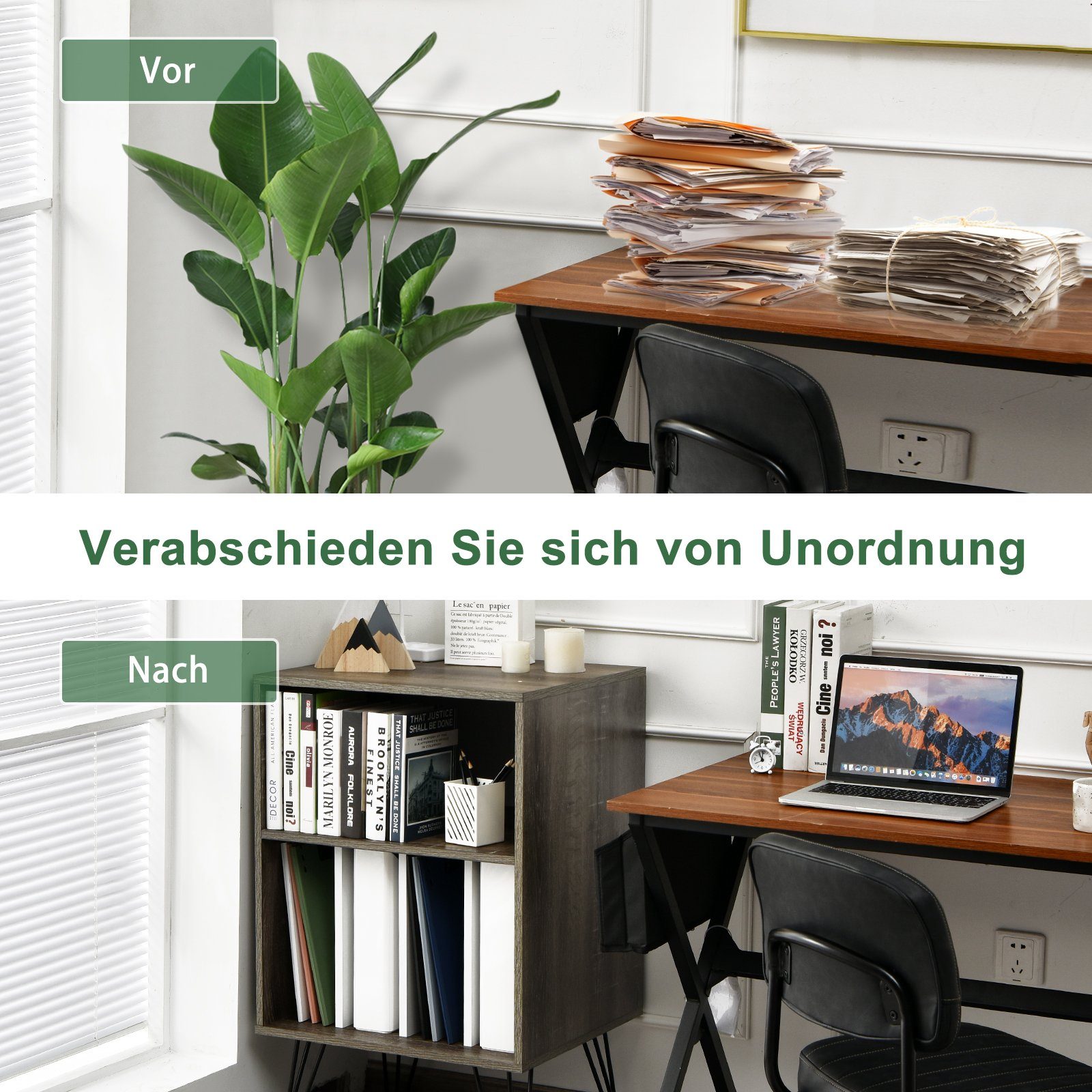 COSTWAY Aktenschrank mit 5 offenen Fächer, 2 Ebenen, 53x46x87cm