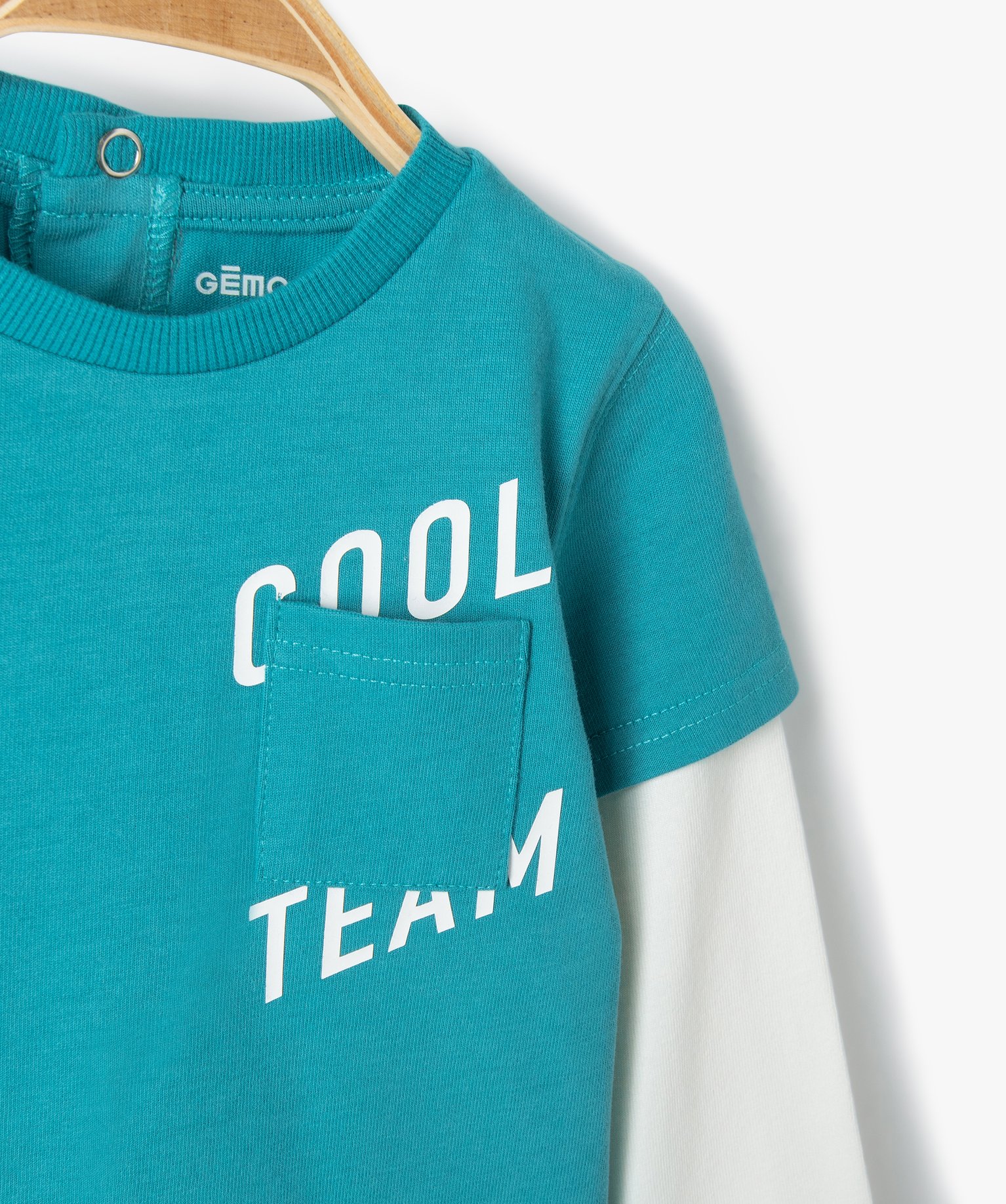 Tee-shirt bébé Garçon à manches longues effet 2-en-1 bleu | GEMO