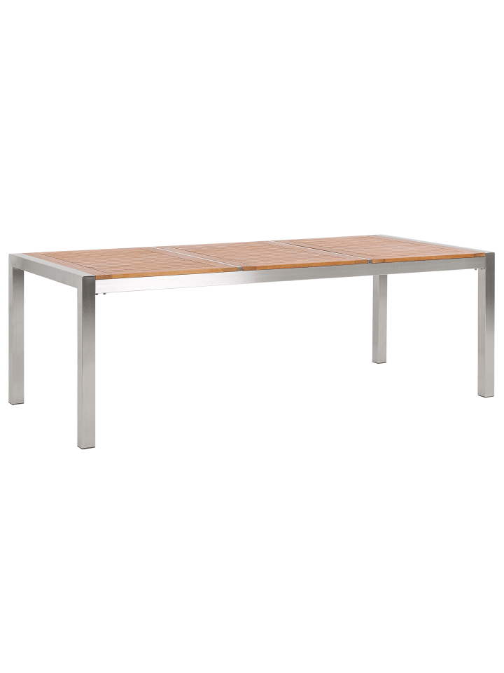 Beliani Gartentisch GROSSETO in Heller Holzfarbton/Silber günstig kaufen onesize