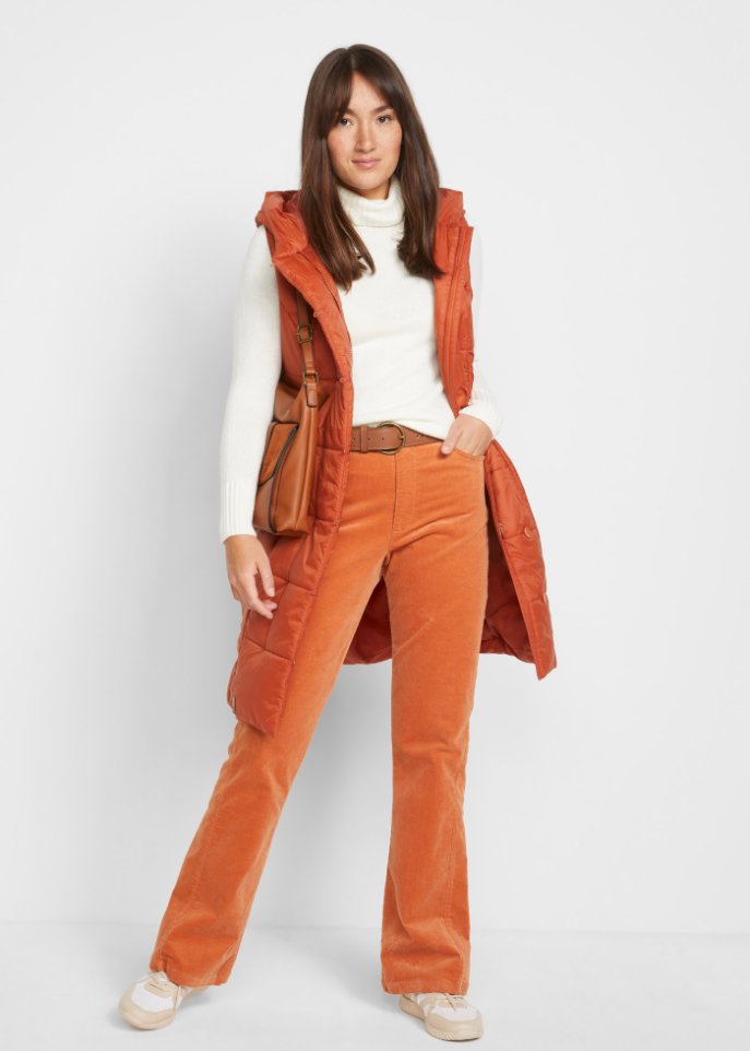 Stretch-Cord-Schlaghose mit High-Waist-Bequembund