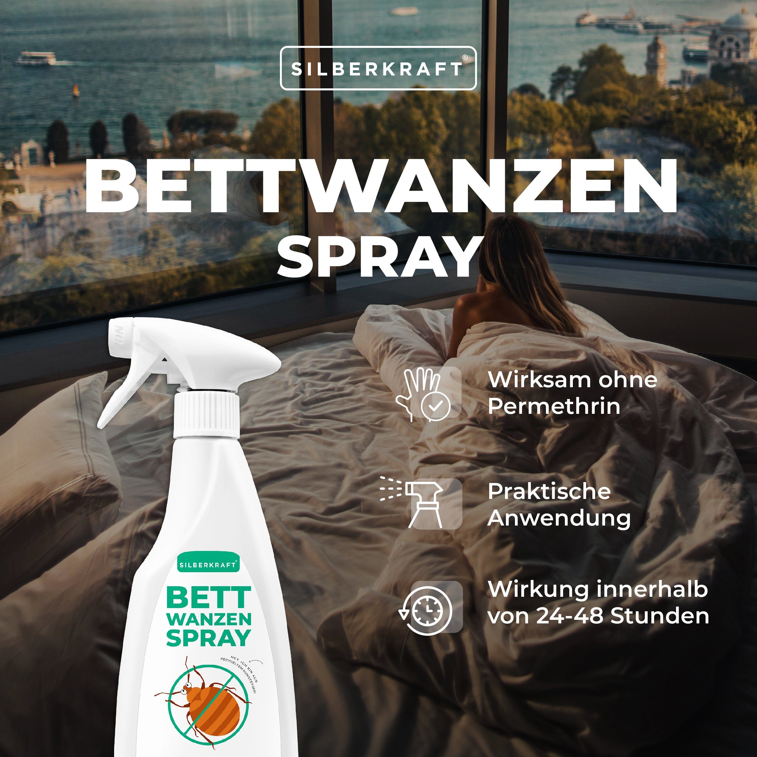 Silberkraft Insektenspray Anti Bettwanzen Spray - Bettwanzenspray 500 ml, 500 ml, 1-St.