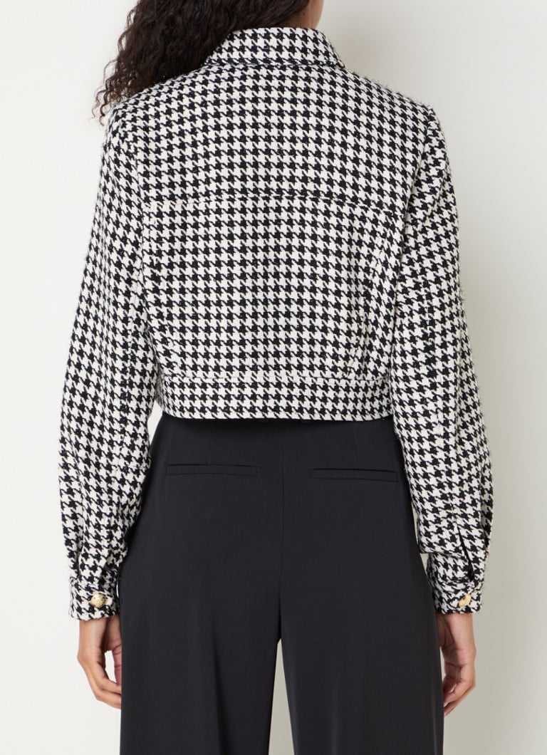 Jachetă cropped Houndstooth NIKKIE Enon din amestec de lână