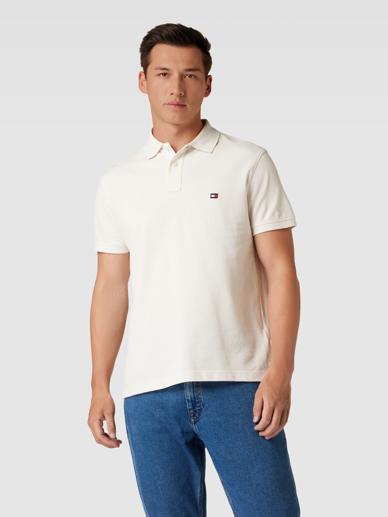 Poloshirt mit Logo-Stitching in weiß