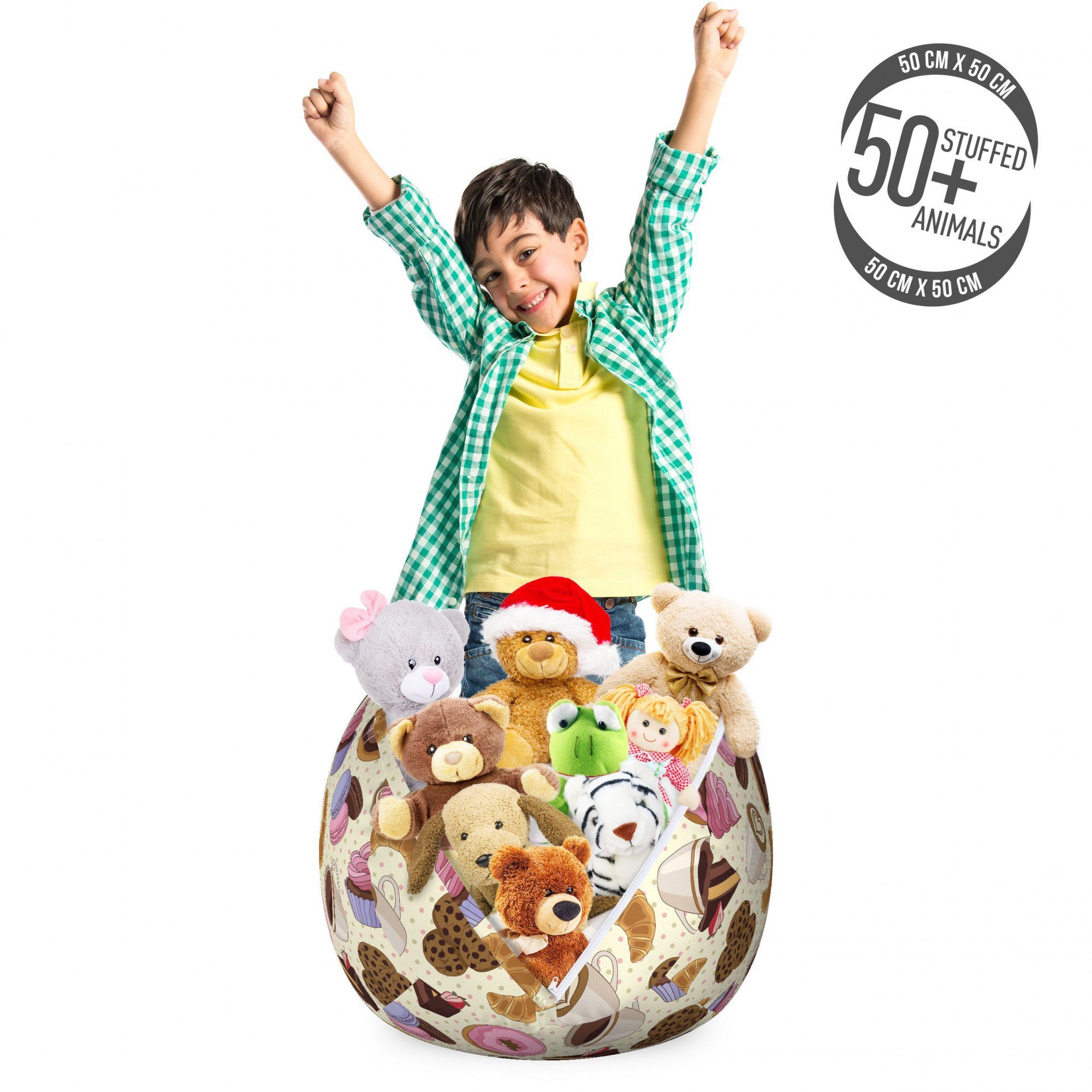 Abakuhaus Spielzeugtruhe Gefüllter Tier Organizer Waschbare Tasche für Kinder, Bunt Kaffeetassen Plätzchen