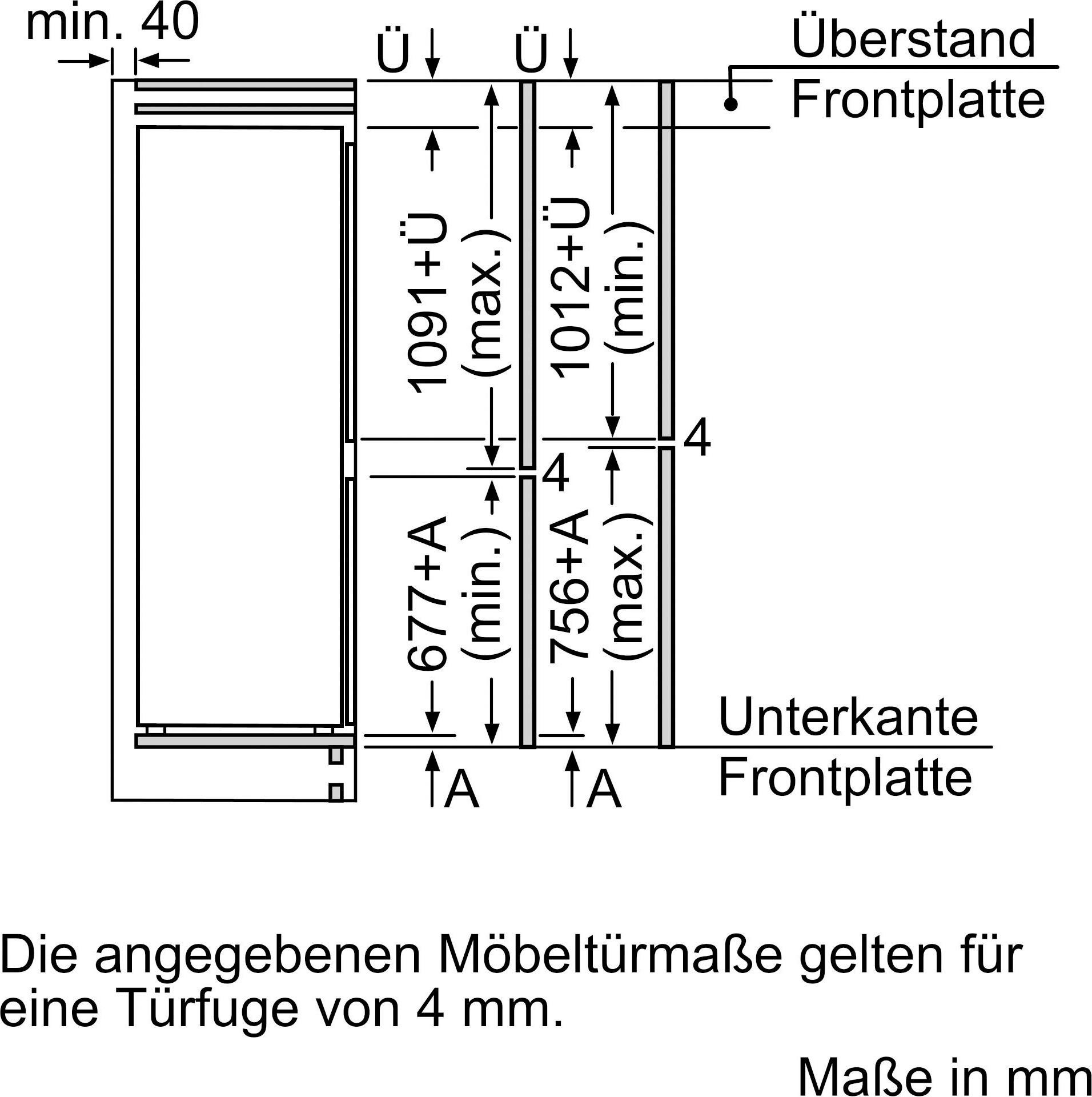 BOSCH Einbaukühlgefrierkombination 2 KIV86NSF0, 177,2 cm hoch, 54,1 cm breit