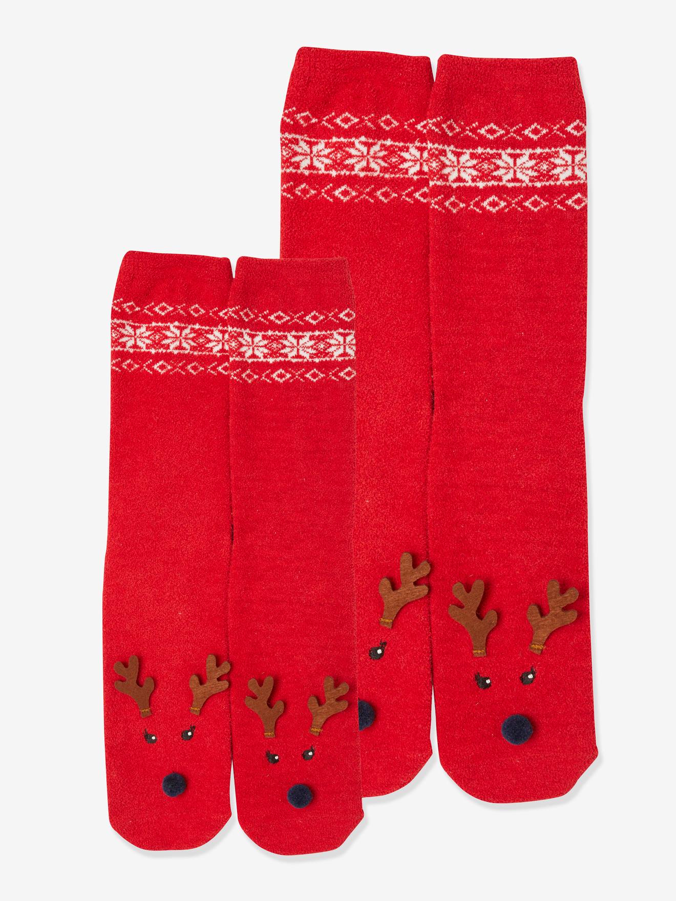 Vertbaudet Capsule Kollektion: Familien Weihnachts-Socken, 2er-Pack - pack rot/marine