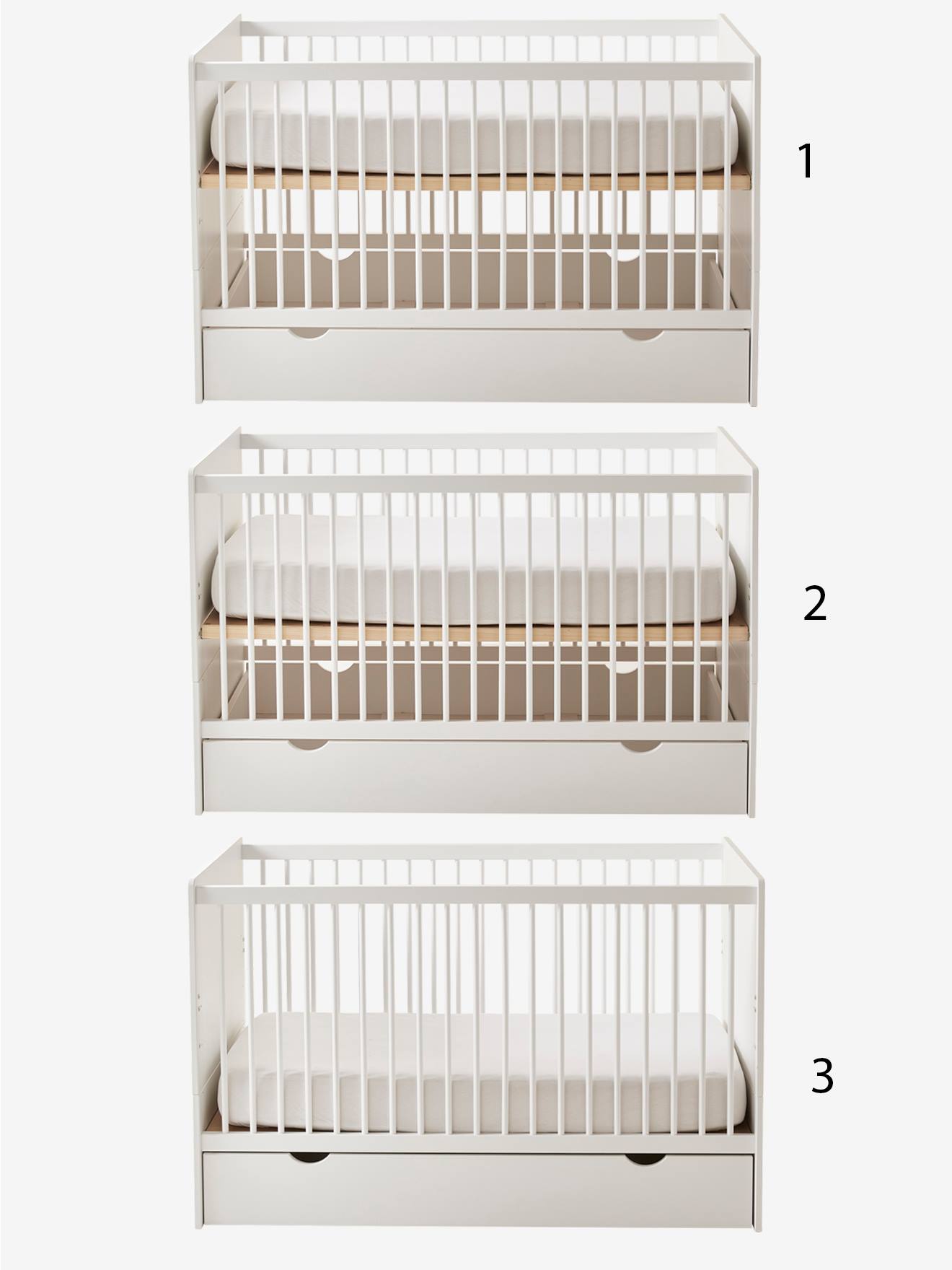 Vertbaudet 3-in-1-Kombibett HOLIDAYS vom Babybett zum Kinderbett - weiß