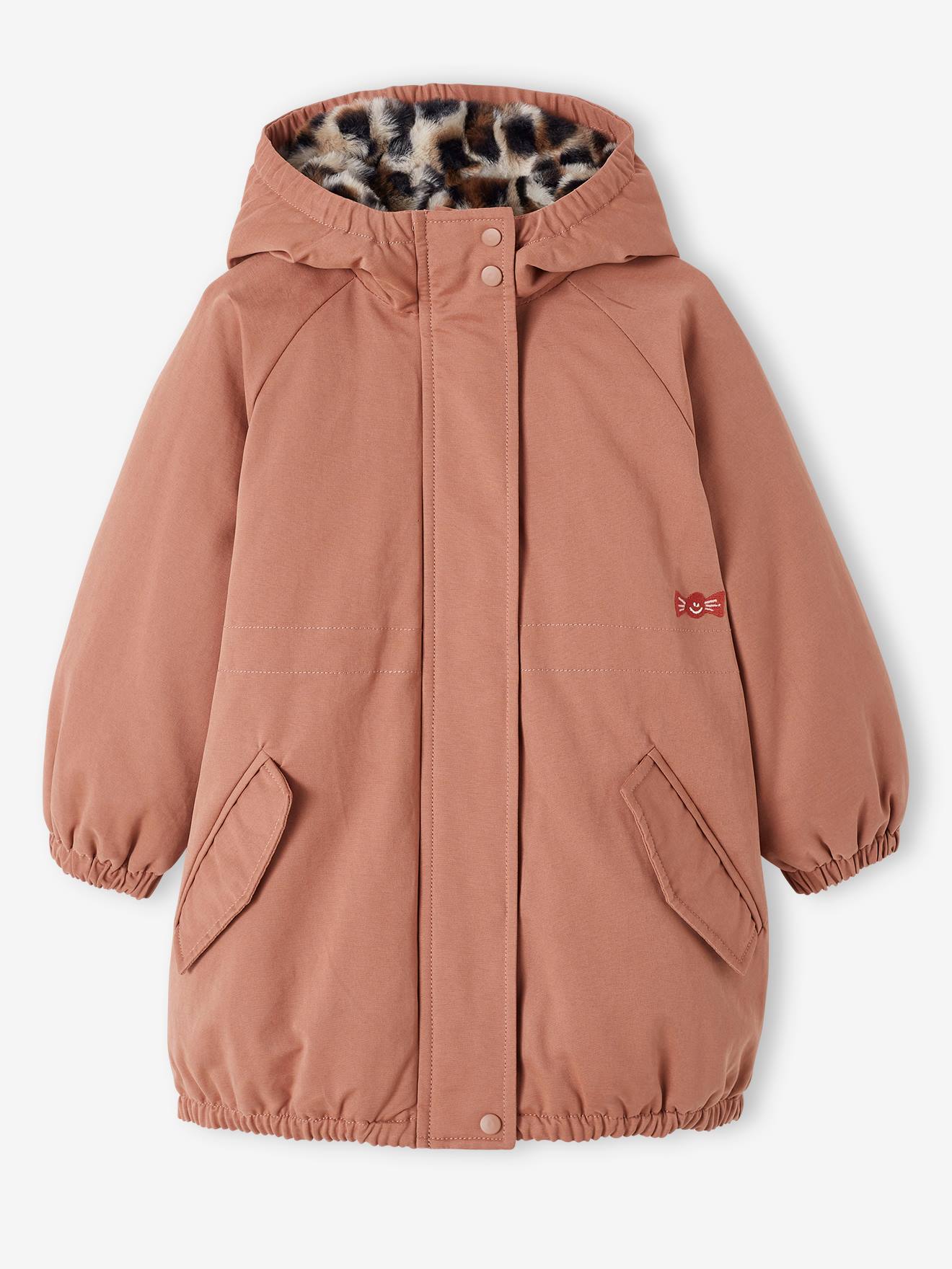 Vertbaudet Mädchen Winterjacke mit Kapuze, Wattierung Recycling-Polyester - altrosa
