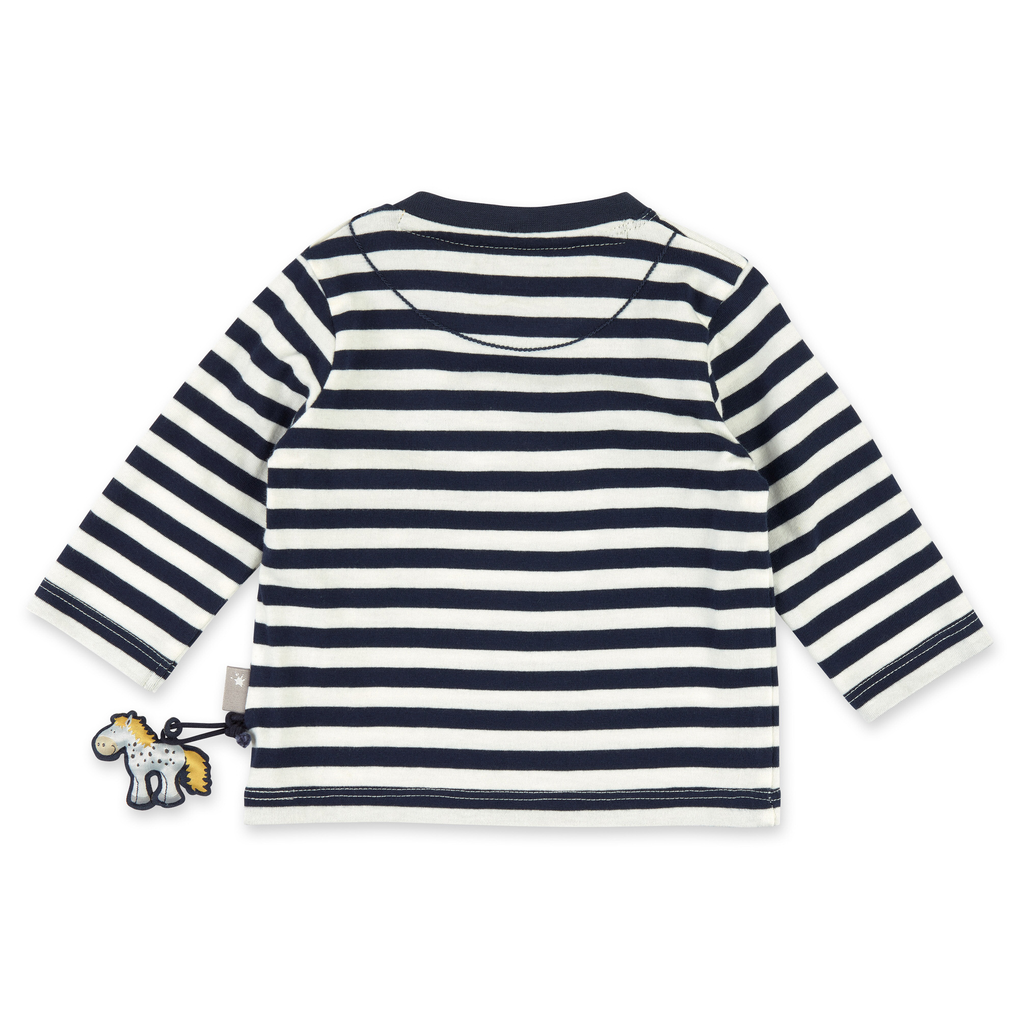 Baby Langarmshirt Pony, blau-weiß geringelt