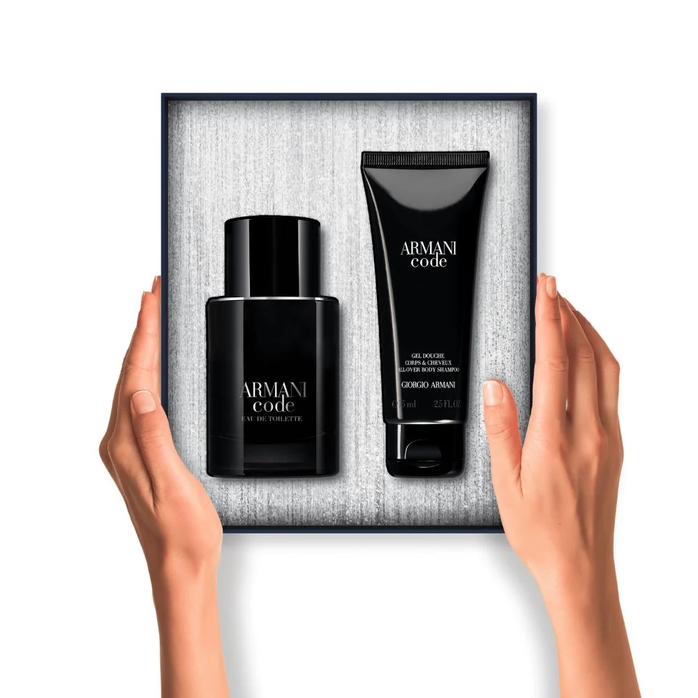 Armani Code Gift Set Eau de Toilette + Gel de Ducha 75ml - Vacaciones 2025 - Set de regalo de perfume hombre, Eau de Toilette