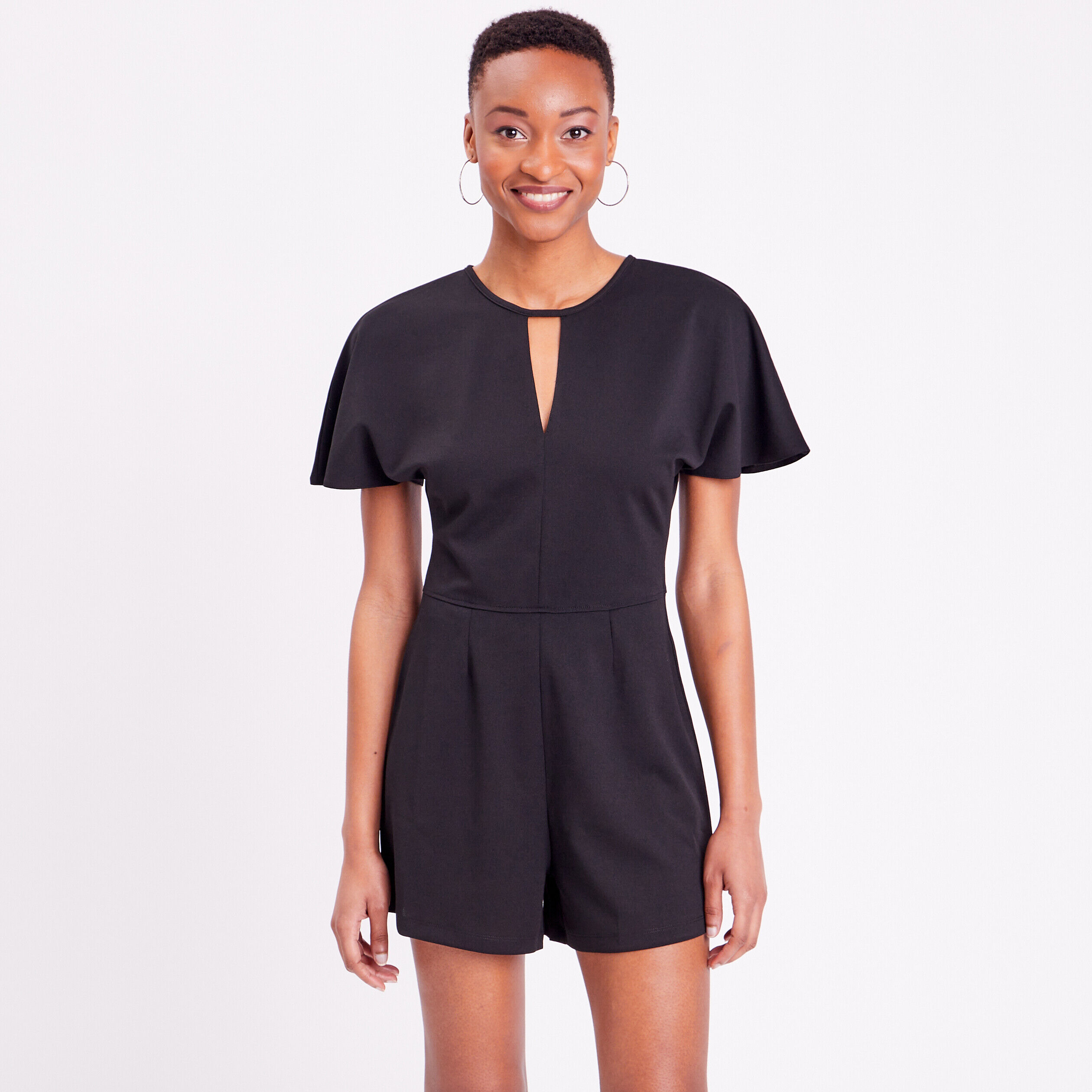 Combishort droite avec fentes noir femme | Cache Cache