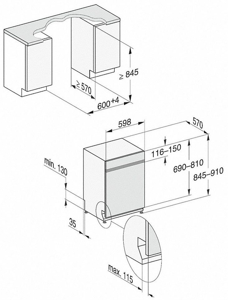 Miele teilintegrierbarer Geschirrspüler, G 5215 i XXL Active Plus, 13 Maßgedecke, XXL-Geschirrspüler