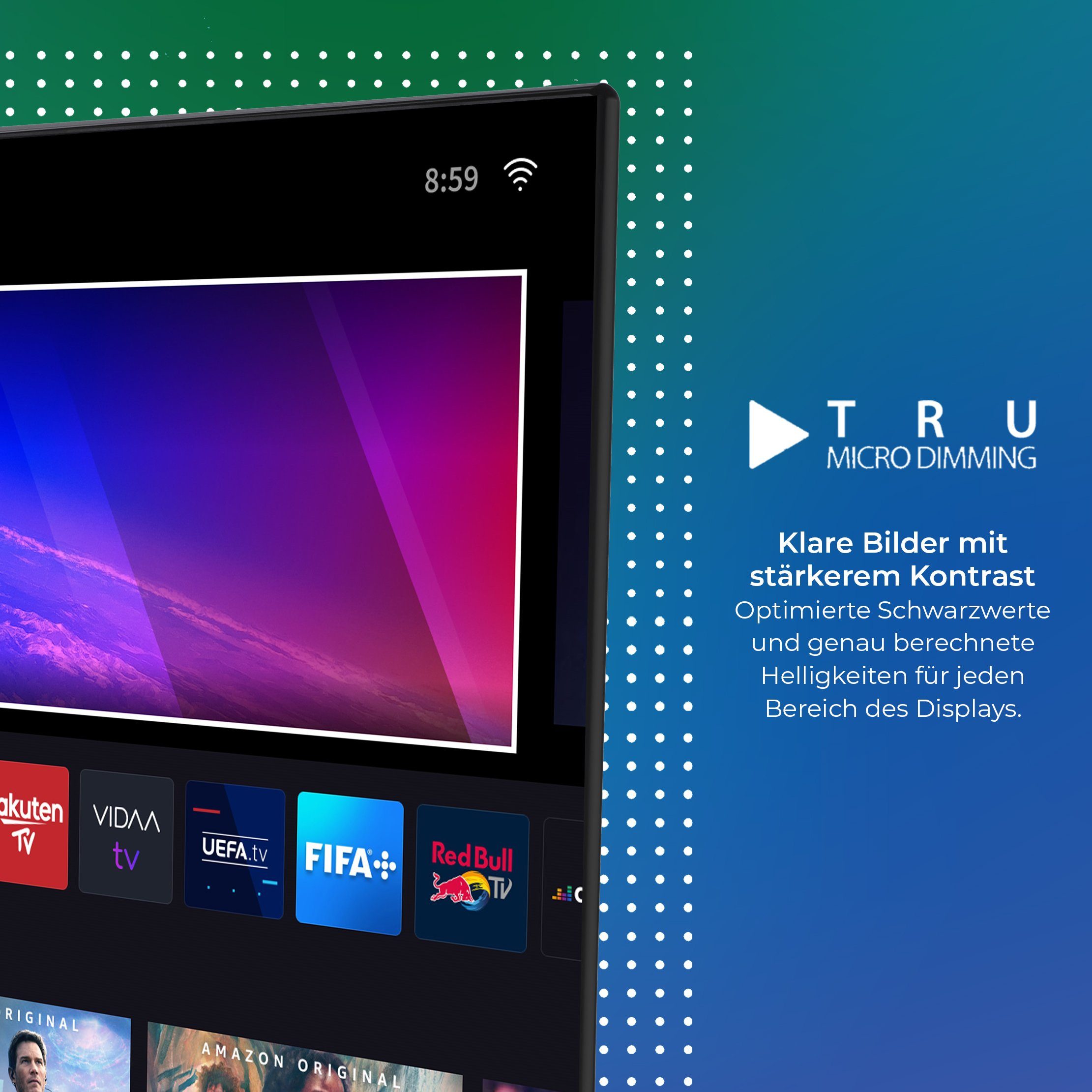 Toshiba 65QV2363DAW QLED-Fernseher (164 cm/65 Zoll, 4K Ultra HD, VIDAA Smart TV, HDR Dolby Vision, Triple-Tuner, Works with Alexa)