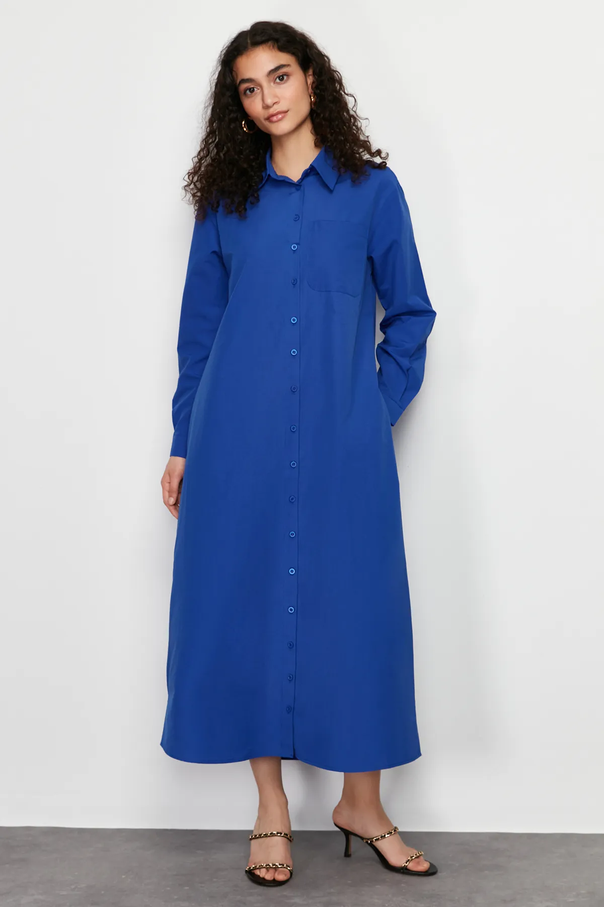 Trendyol Modest  Saks Plain Woven Hemdkleid TCTSS24EB00137