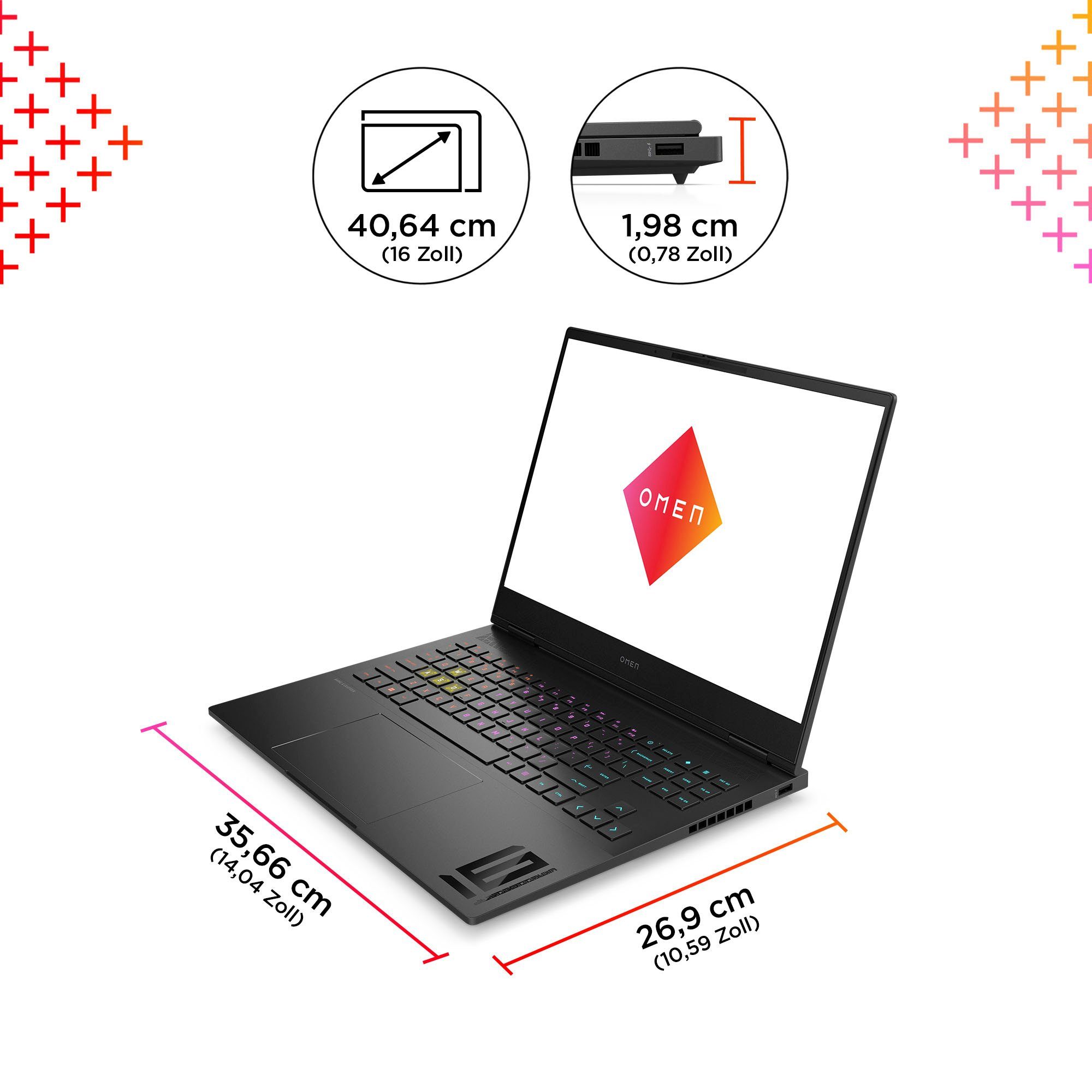 HP Omen 16-u0095ng Gaming-Notebook (40,6 cm/16 Zoll, Intel Core i9 13900HX, GeForce RTX 4070, 1000 GB SSD)