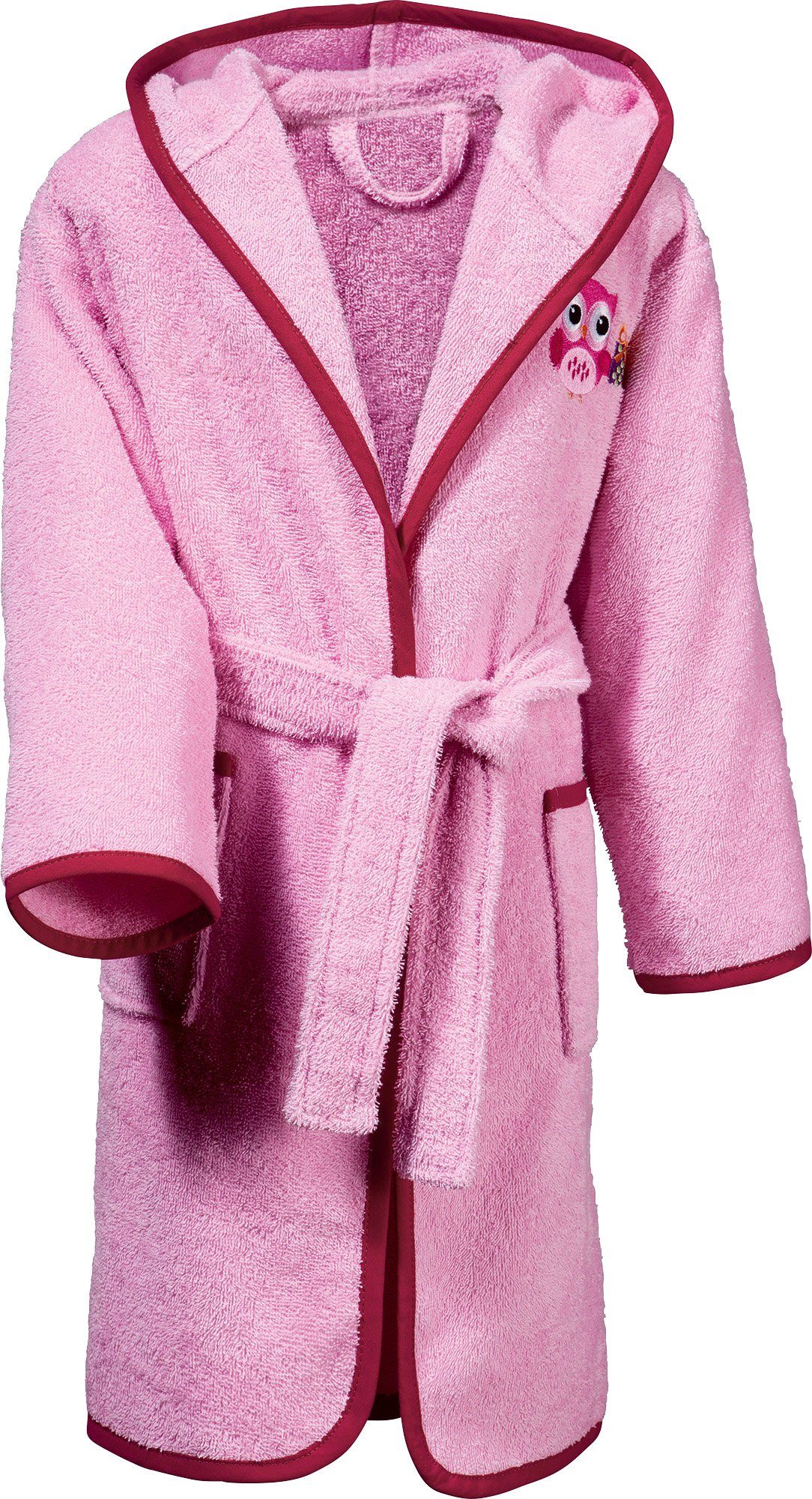 Erwin Müller Kinderbademantel Kinder-Bademantel mit Kapuze, Rückenlänge: 65 cm, Frottier, mit Kapuze, default, Walk-Frottier Uni, Motiv:, Tiermotive: Eule